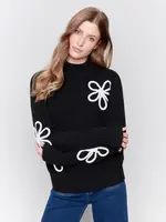 Charlie B Charlie B L/S Mock Neck Floral Sweater C2701