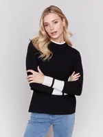 Charlie B Charlie B Crew Neck Sweater w/ Side Slit C2740