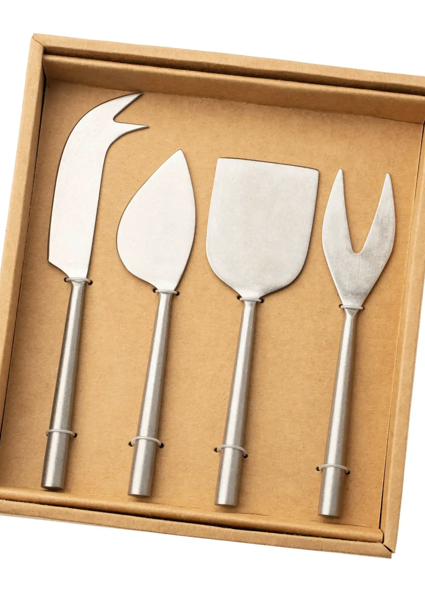 Indaba Tides Cheese Knives S/4 Tumbled Stainless