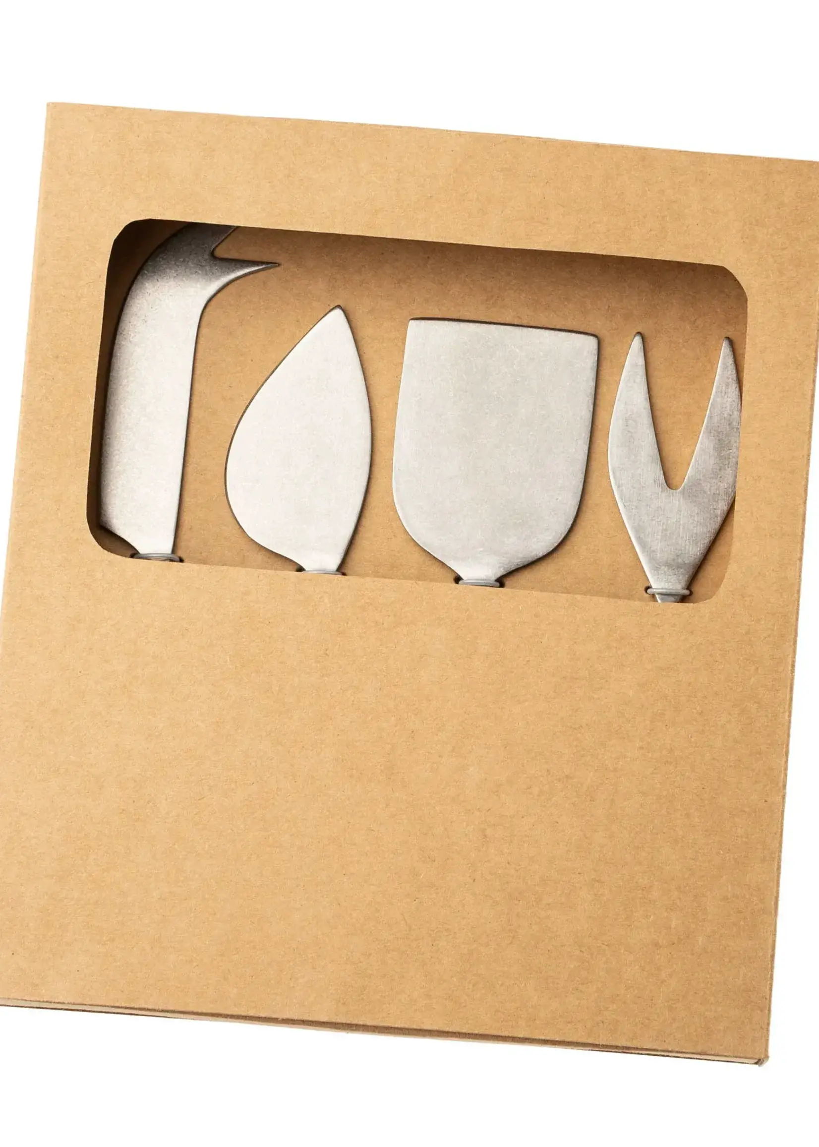 Indaba Tides Cheese Knives S/4 Tumbled Stainless