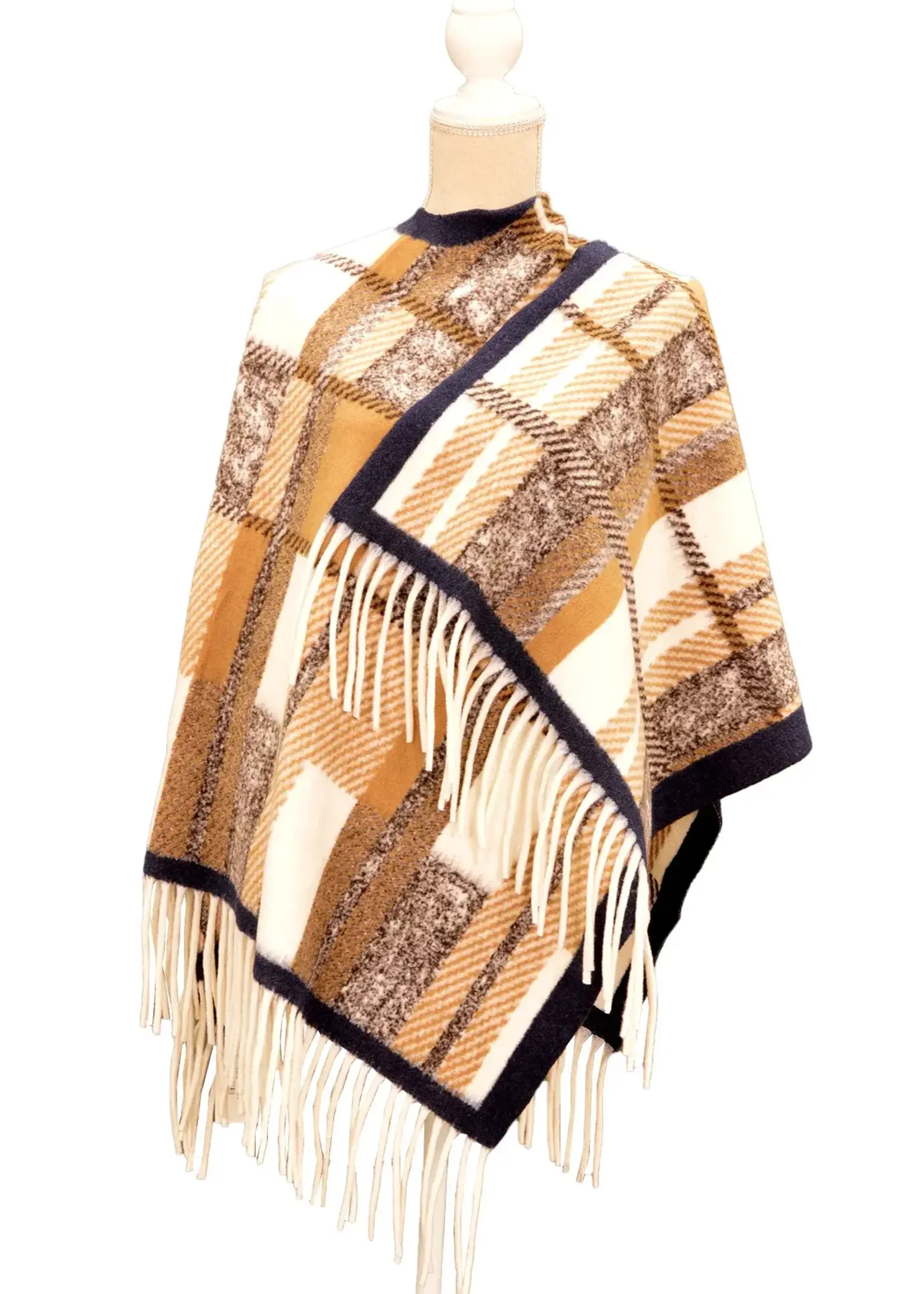 CLW Plaid Wrap Poncho - Camel GC2801CA