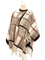 CLW Plaid Wrap Poncho - Grey GC2801GY