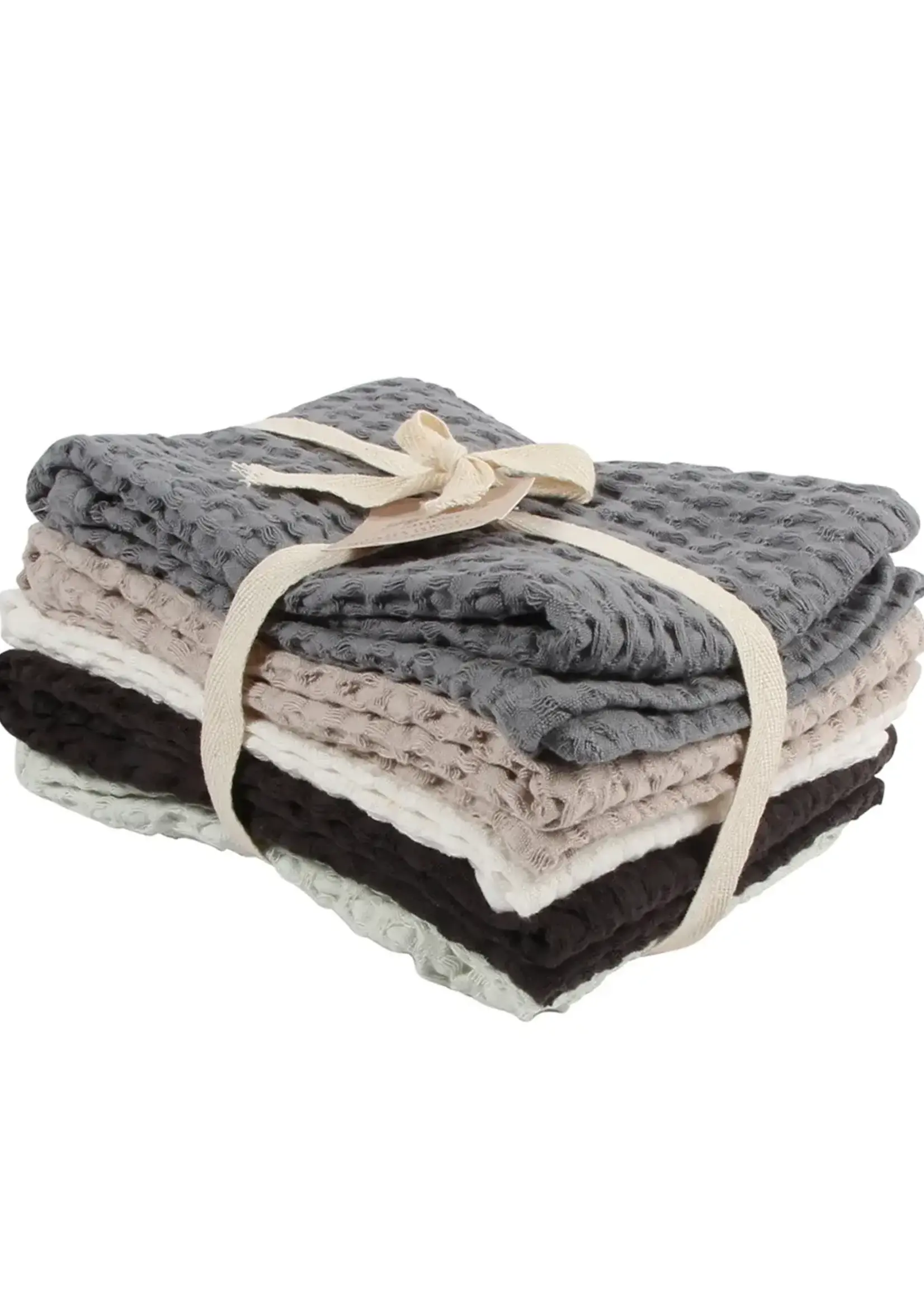 Market Waffle T Towels Natural Set Of 5