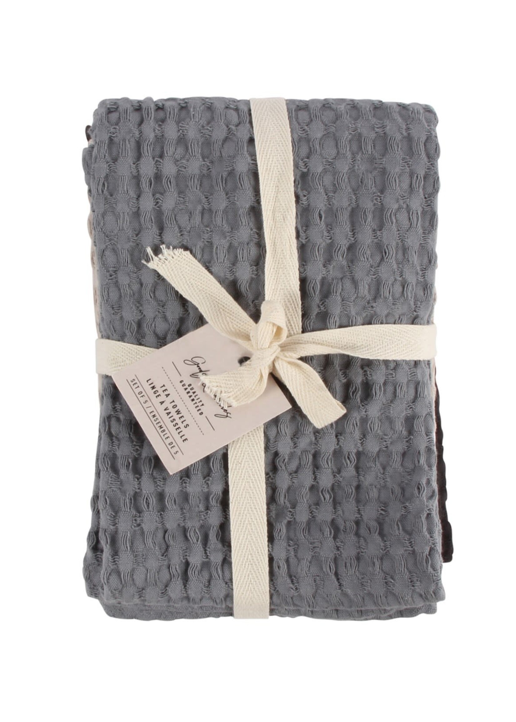 Market Waffle T Towels Natural Set Of 5