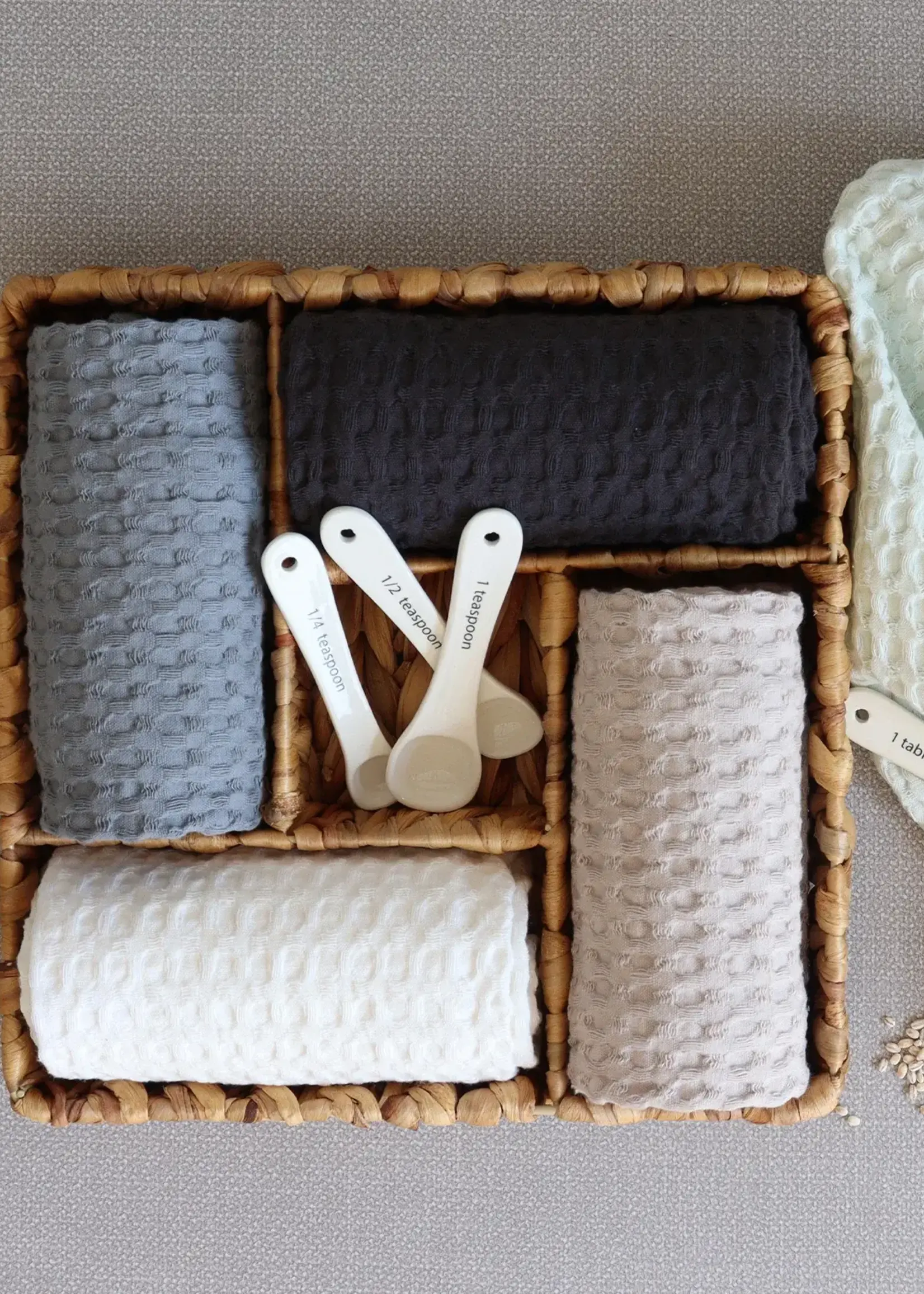 Market Waffle T Towels Natural Set Of 5