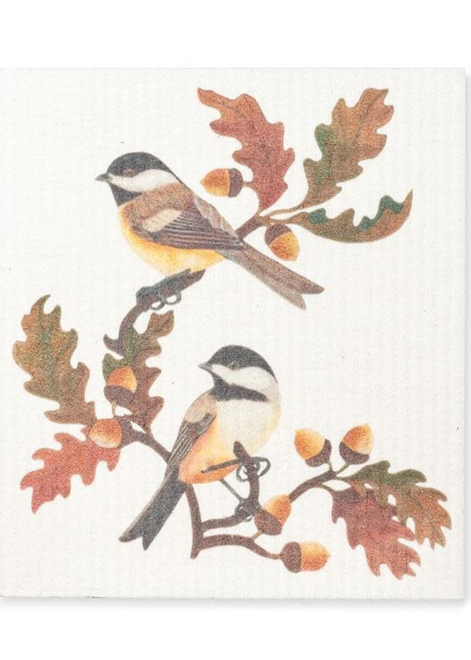 Abbott Swedish  Dishcloth Single - Chickadees & Oak Leaves