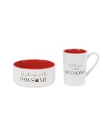 Pet Bowl and Mug Set Wake Up and be Awesome/Pawsome
