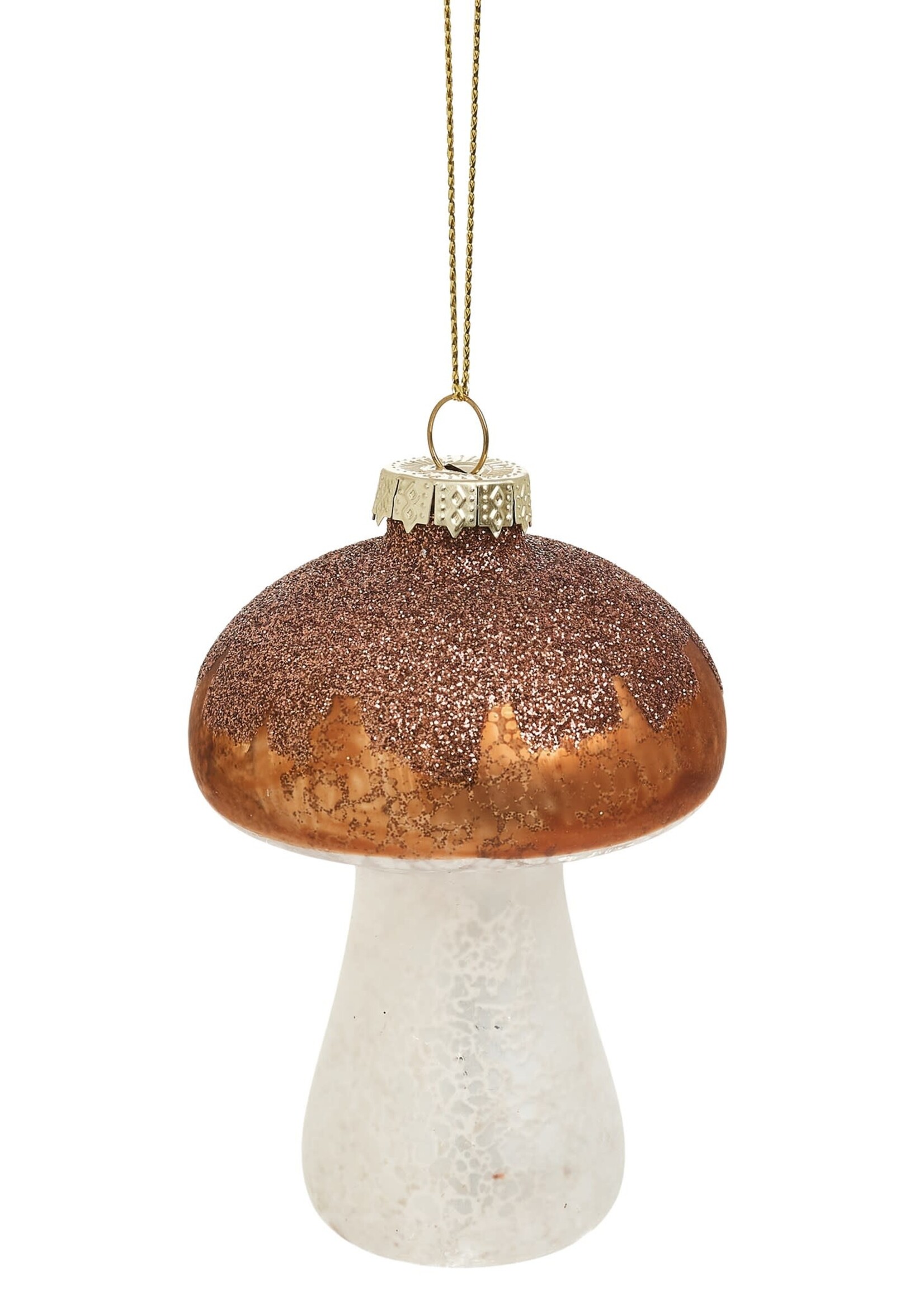 Glass Mushroom Ornament Brown