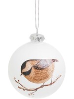 Glass Bird Ornament White/Brown
