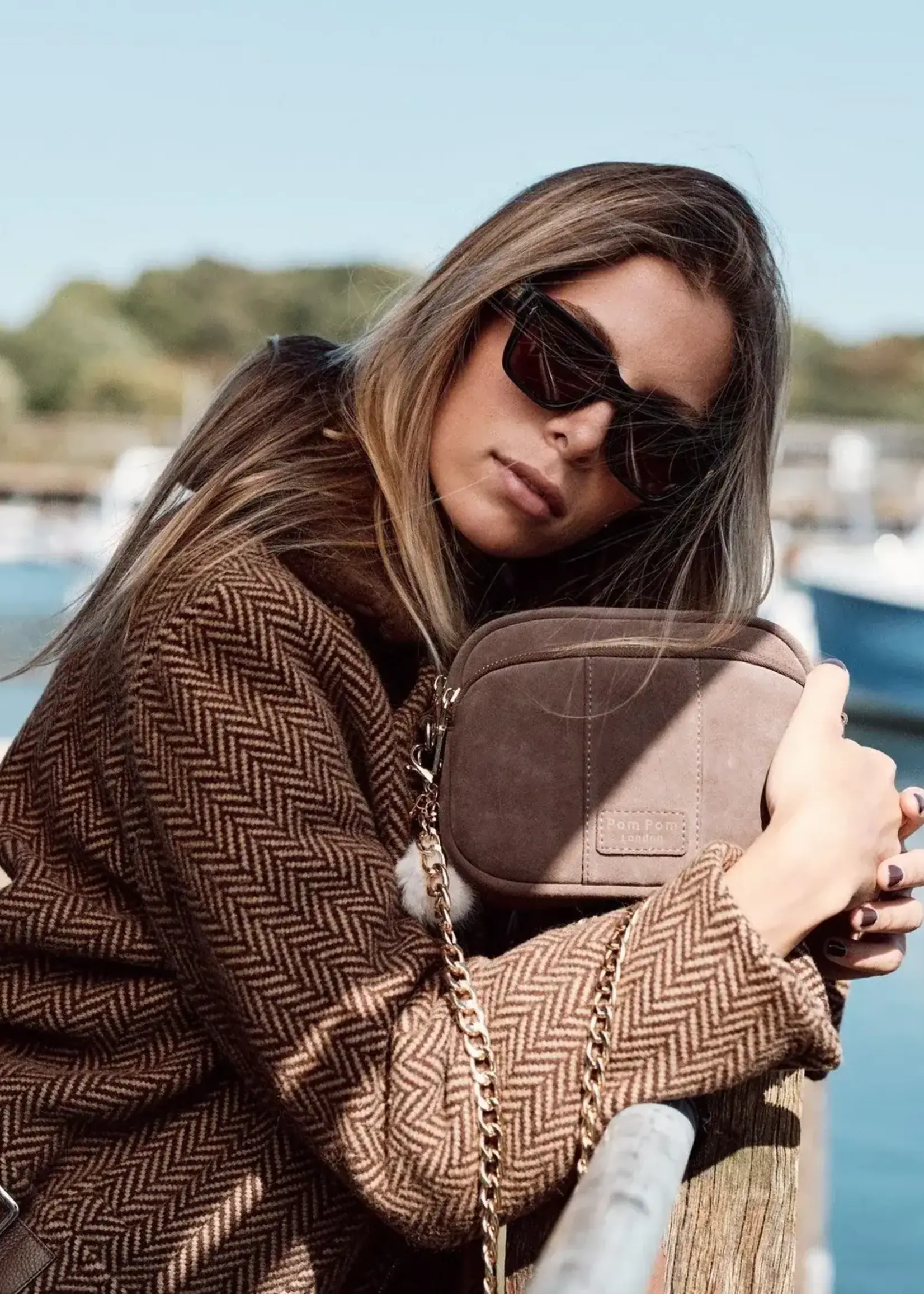 Pom Pom London Pom Pom Mayfair Suede Bag & Accessories - Mocha