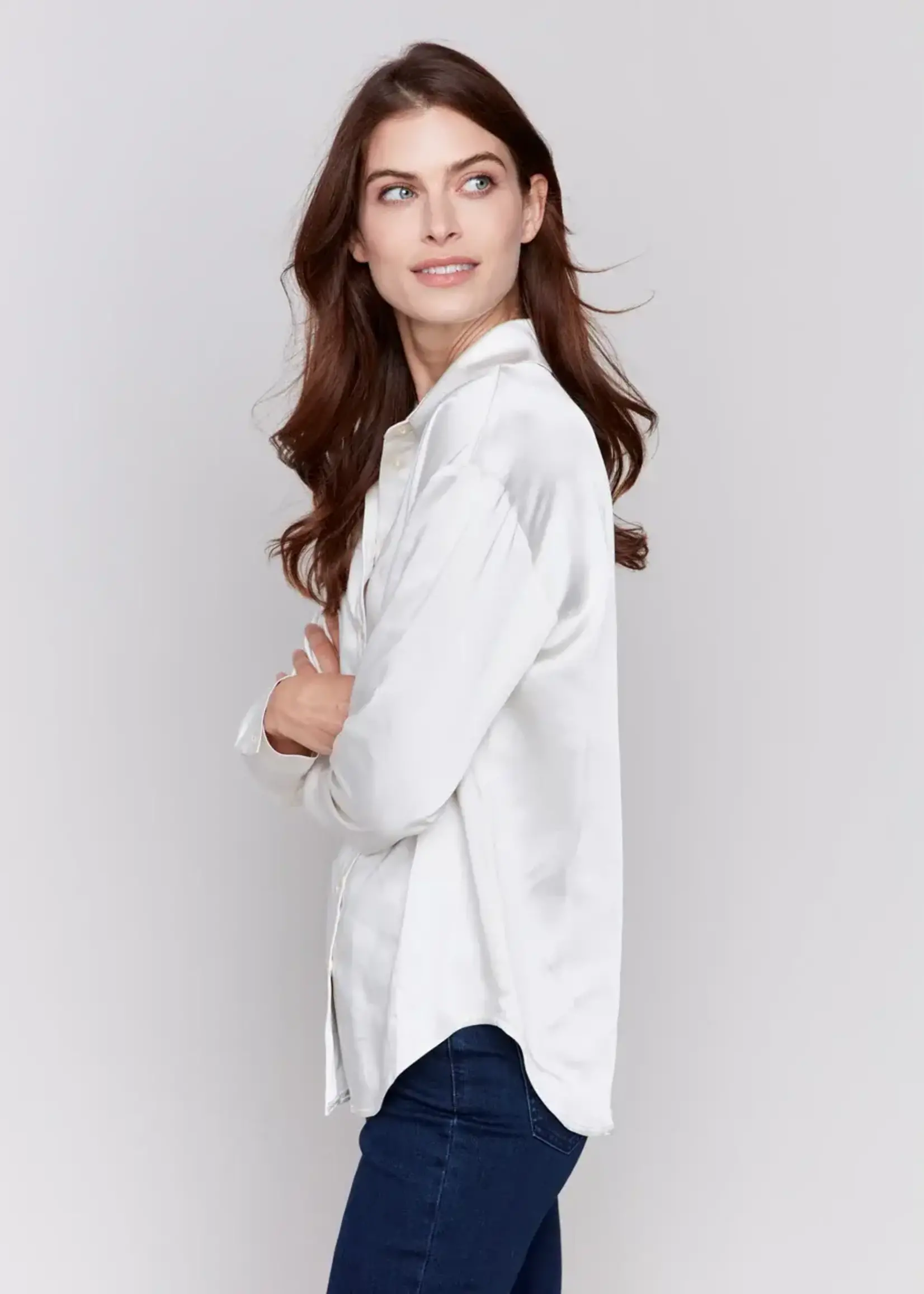 Charlie B Charlie B Long Sleeve Button Up Shirt w/ Sleeve Tab C4489