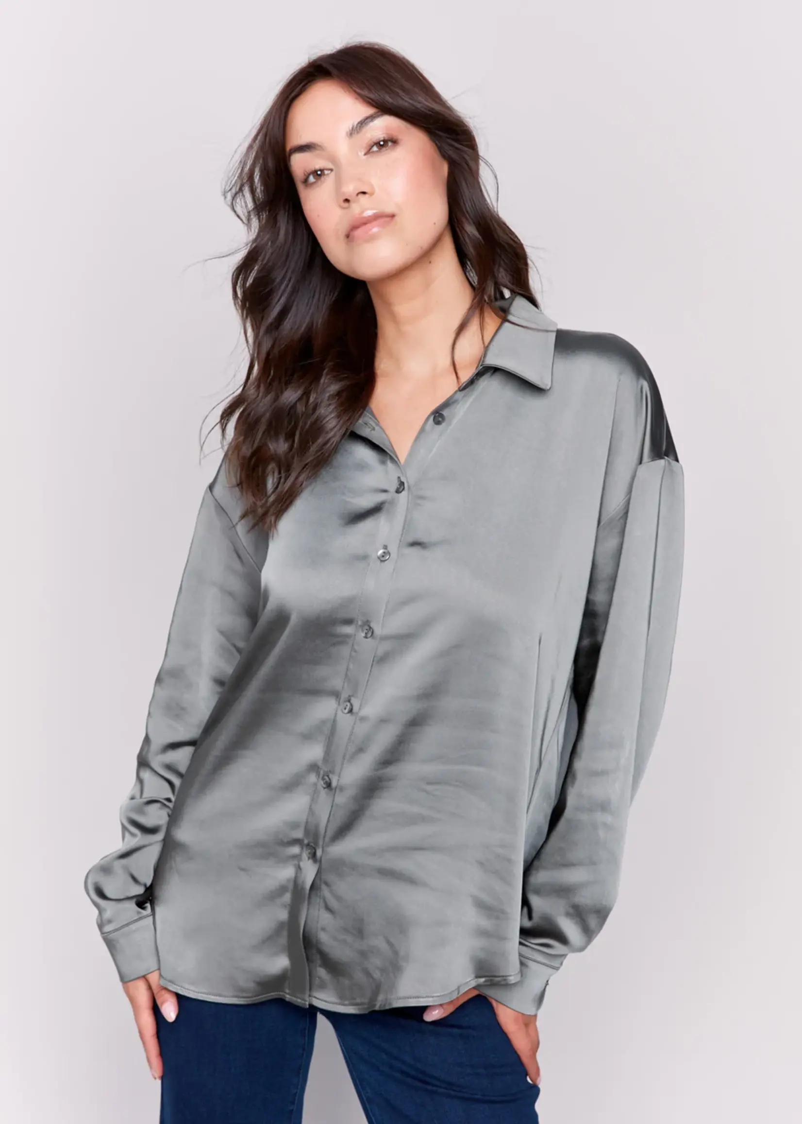 Charlie B Charlie B Long Sleeve Button Up Shirt w/ Sleeve Tab C4489