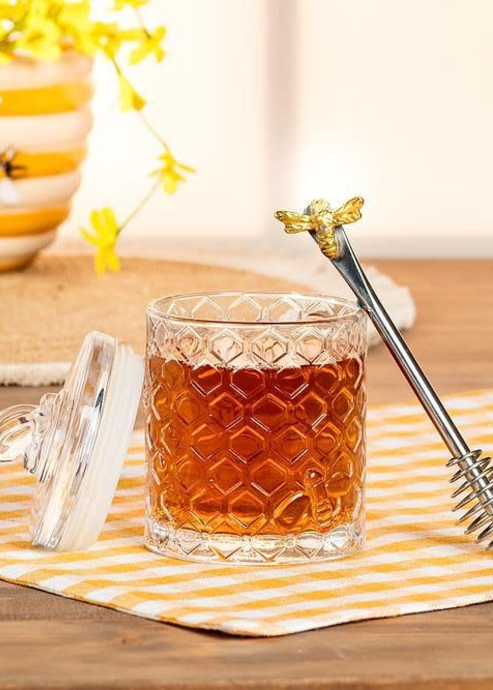 Abbott Honeycomb Jar w/ Bee On Sealed Lid