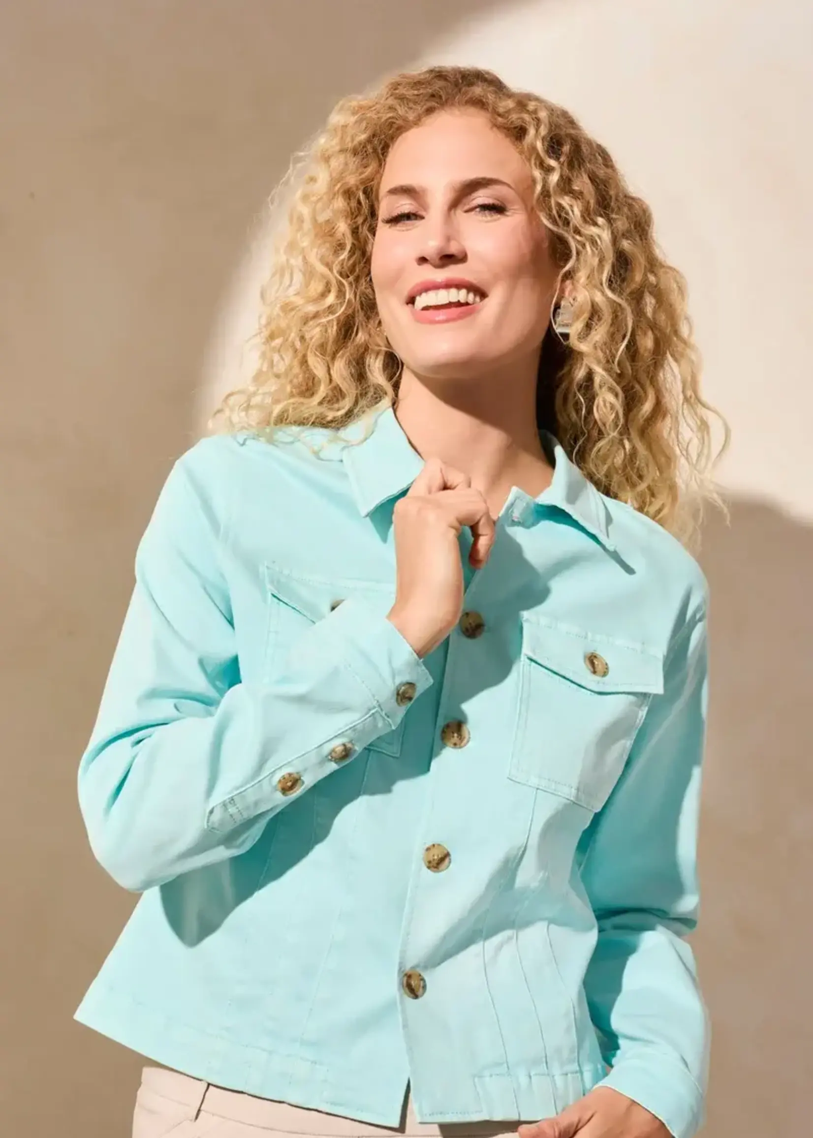 Tribal Tribal L/S Button Front Jacket w/ Horn Buttons 2019O