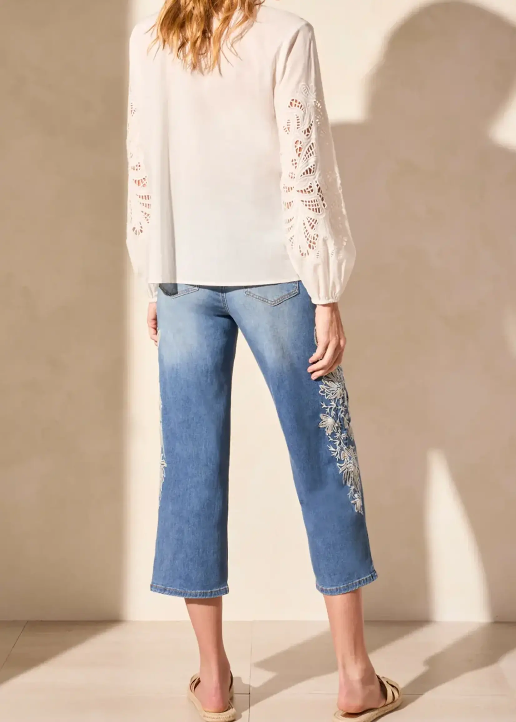 Tribal Tribal L/S Blouse w/ Embroidery Cut Outs 5807O