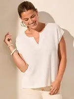 Tribal Tribal Slit V Neck Extended Shoulder Sweater 5704O