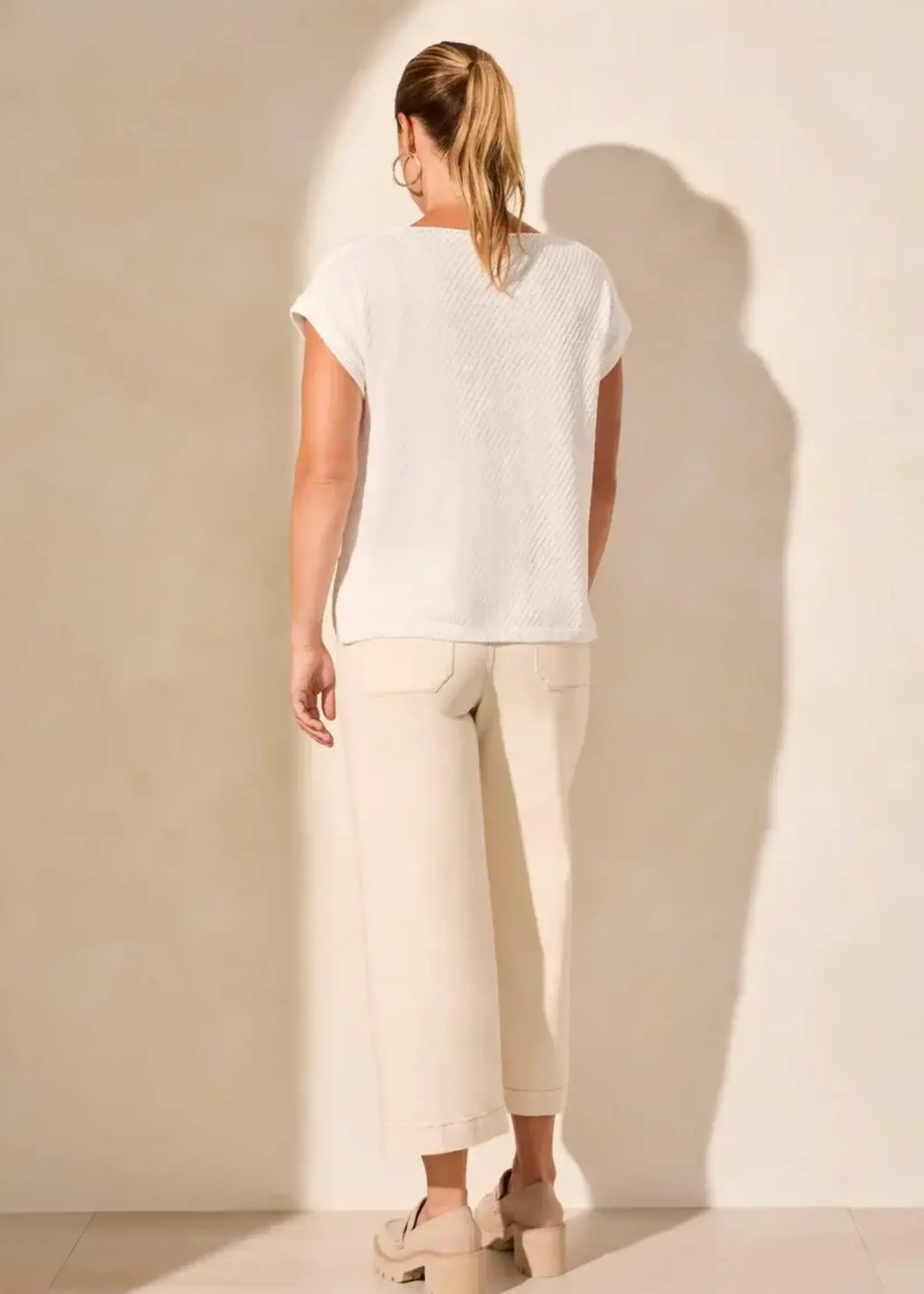 Tribal Tribal Slit V Neck Extended Shoulder Sweater 5704O