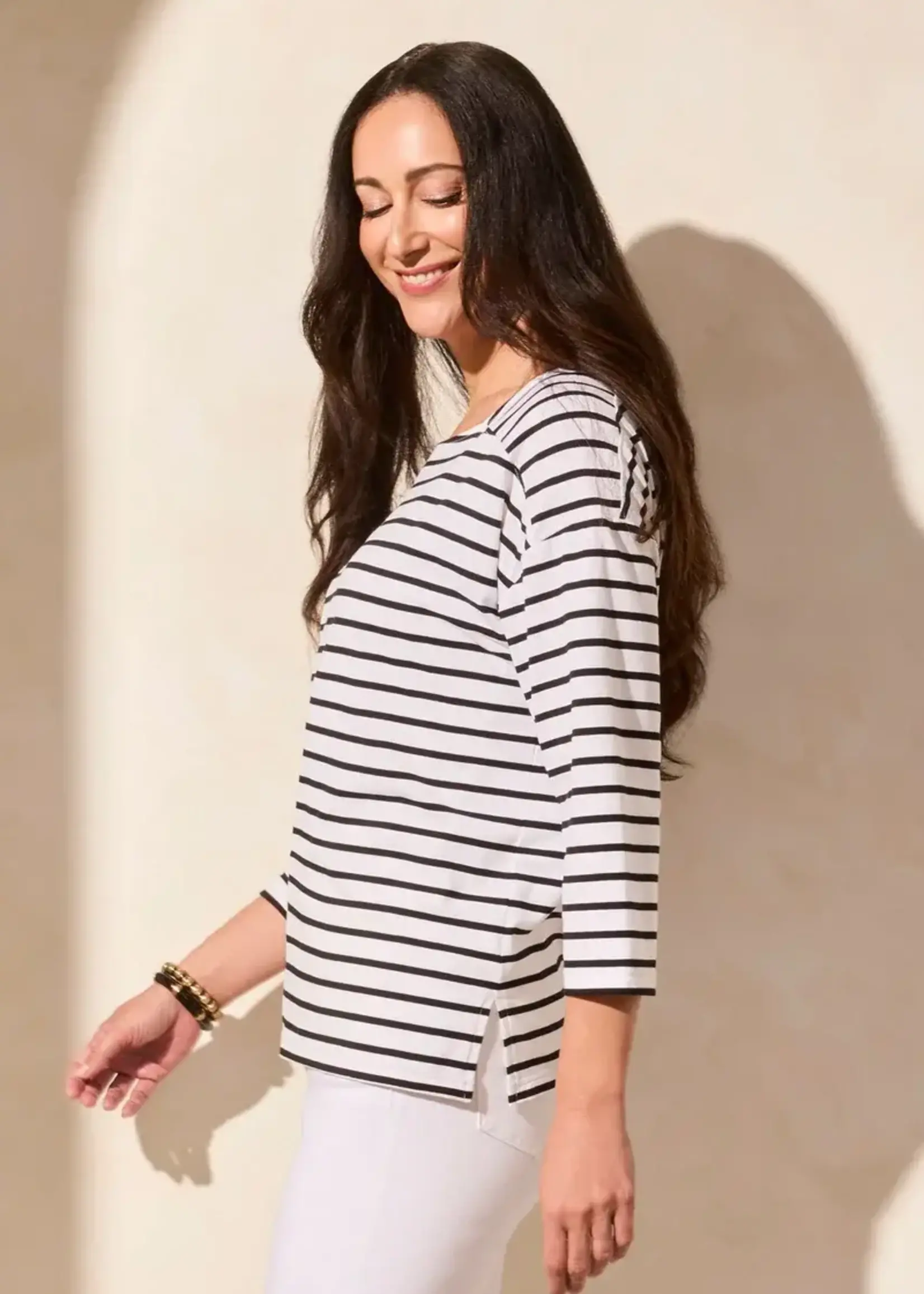 Tribal Tribal 3/4 Sleeve Boat Neck Top 2088O