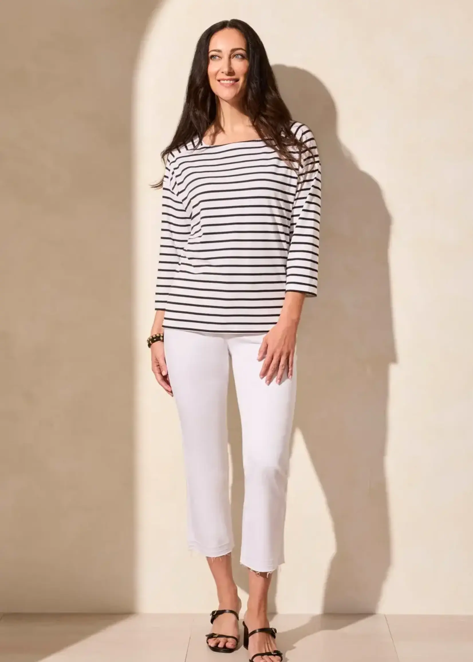 Tribal Tribal 3/4 Sleeve Boat Neck Top 2088O