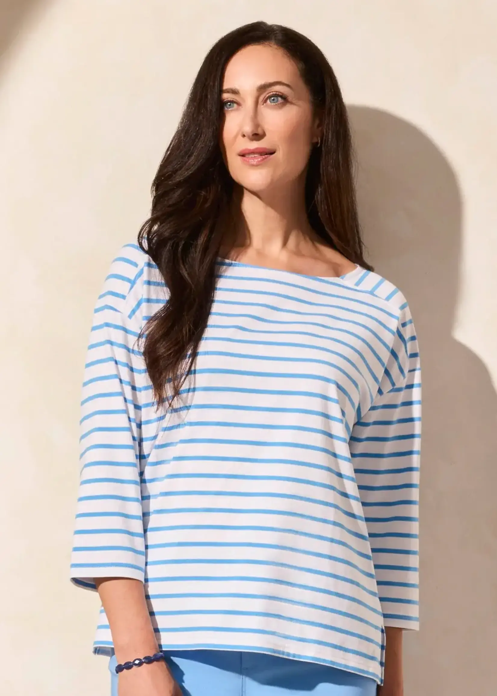 Tribal Tribal 3/4 Sleeve Boat Neck Top 2088O