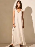 Tribal Tribal Sleeveless V Neck Maxi Cargo Dress 924O