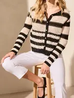 Tribal Tribal L/S Crochet Cardi w/ Round Neck 5738O