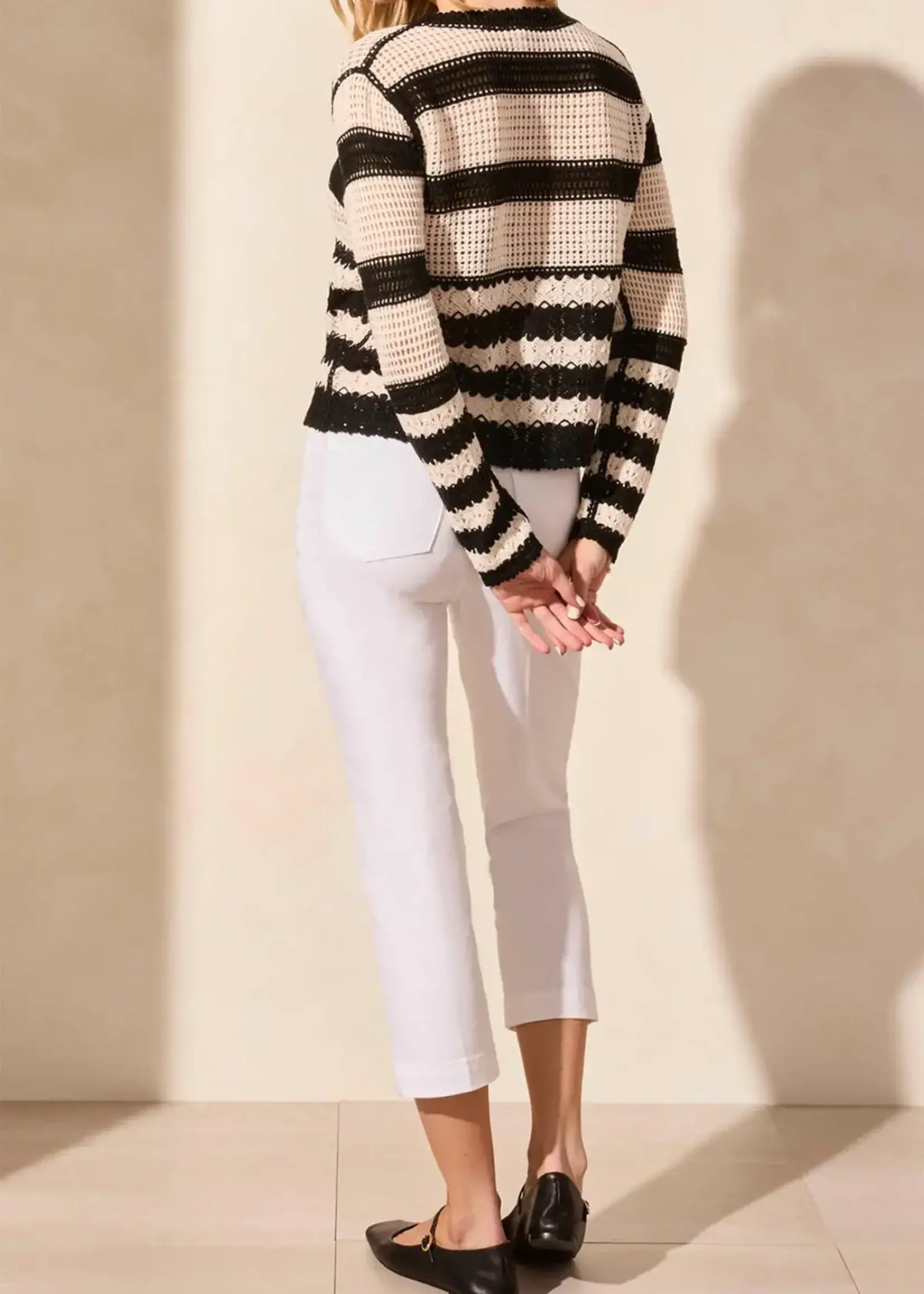 Tribal Tribal L/S Crochet Cardi w/ Round Neck 5738O