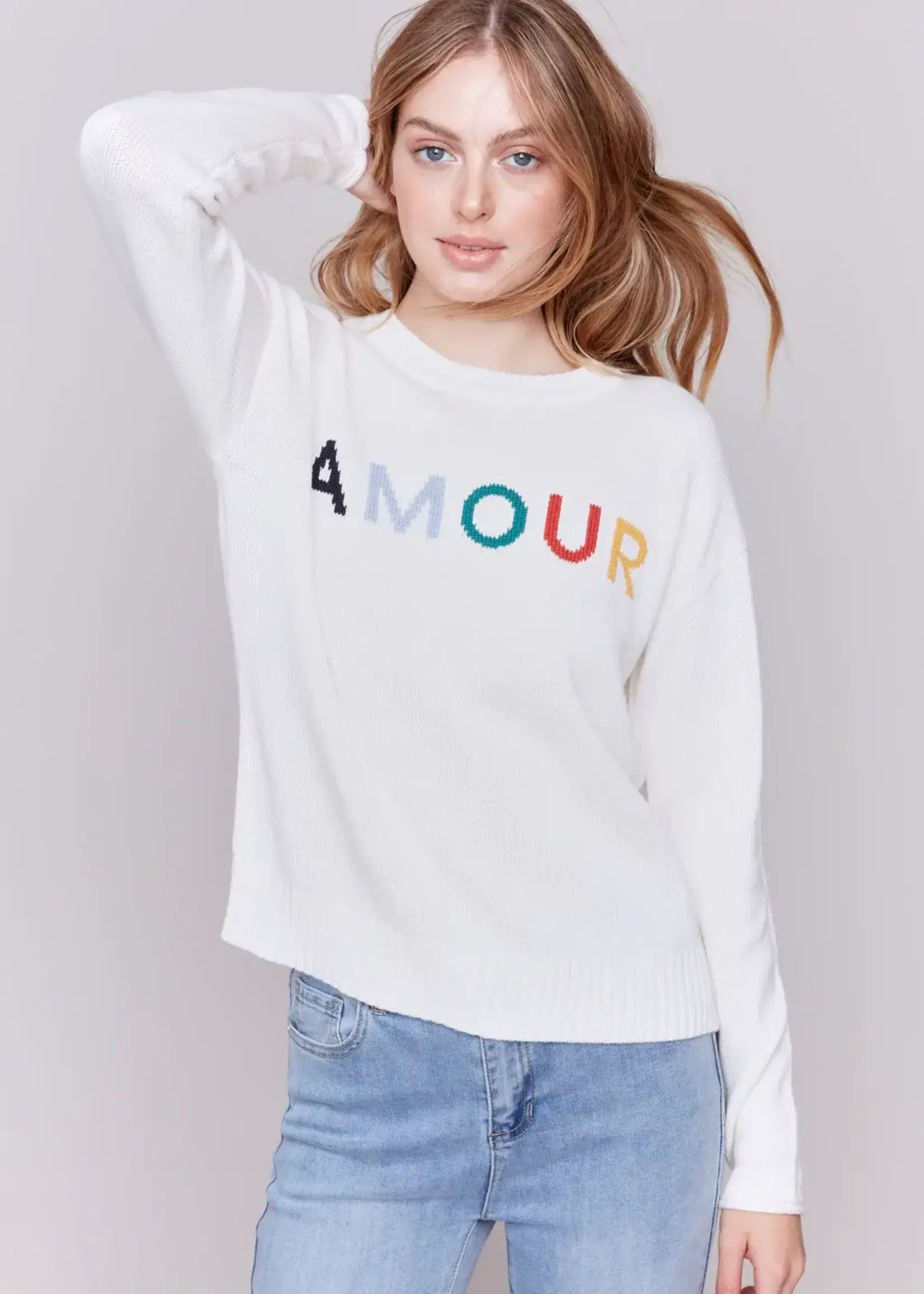 Charlie B Charlie B Crew Neck Drop Shoulder Sweater C2648