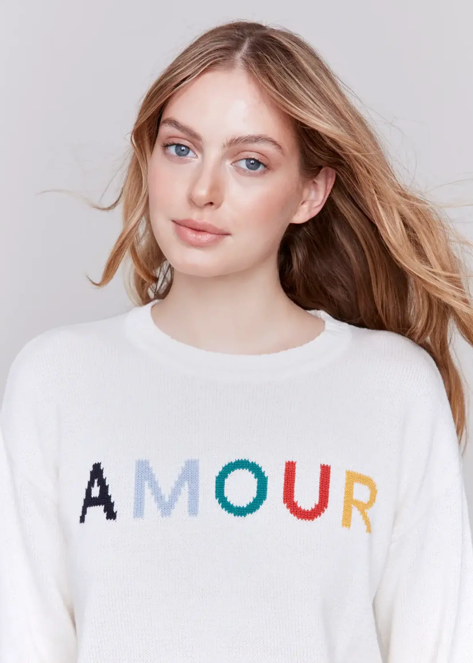 Charlie B Charlie B Crew Neck Drop Shoulder Sweater C2648
