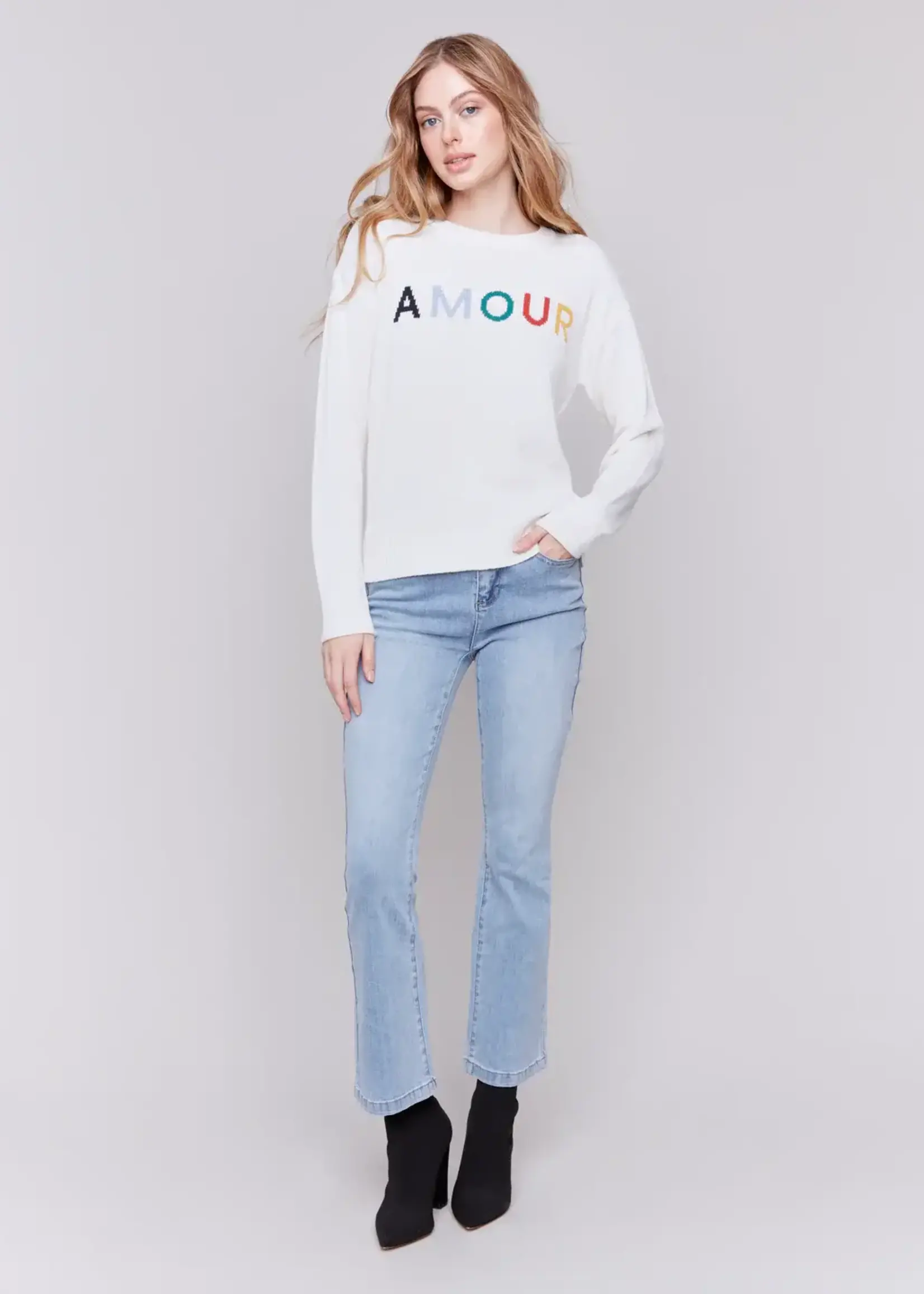 Charlie B Charlie B Crew Neck Drop Shoulder Sweater C2648