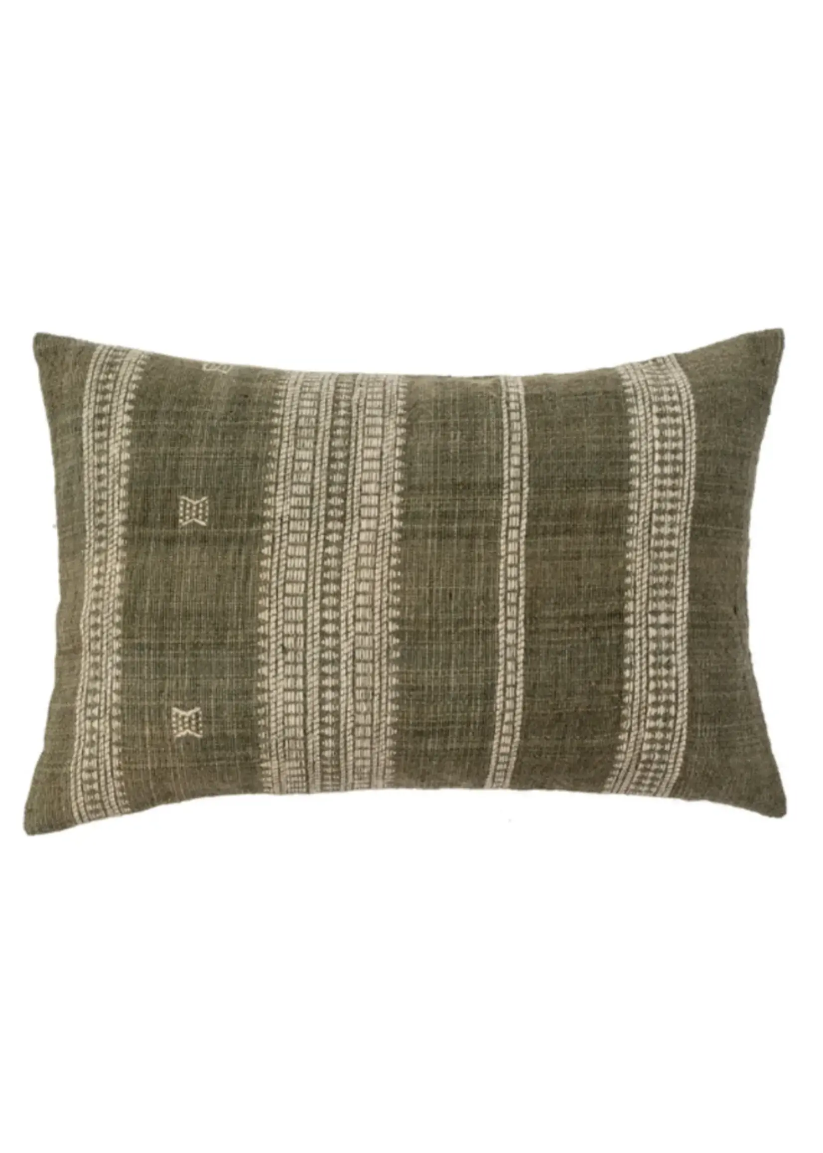 Indaba Bhujodi Wool Handloom Pillow Lichen 16x24
