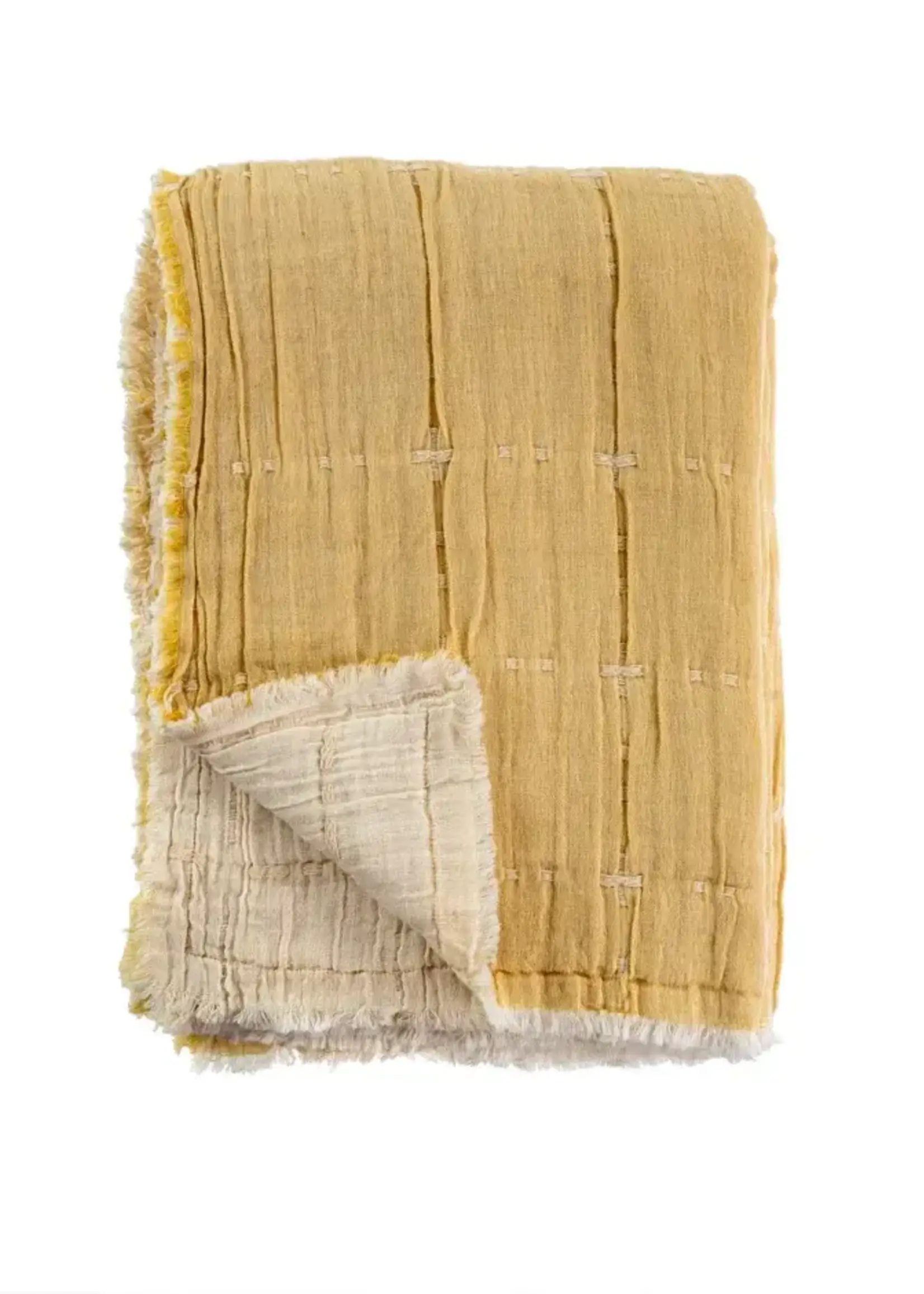 Indaba Maya Quilted Throw -Wheat