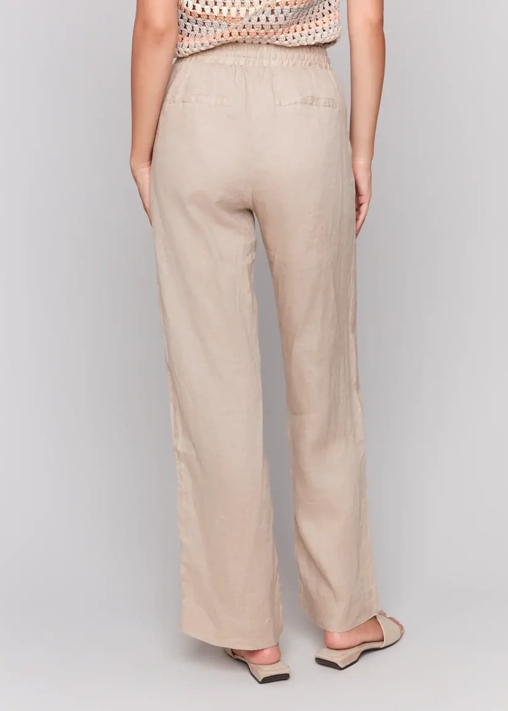 Charlie B Charlie B Tie Waist Pull On Linen Pant w/ Pockets C5665