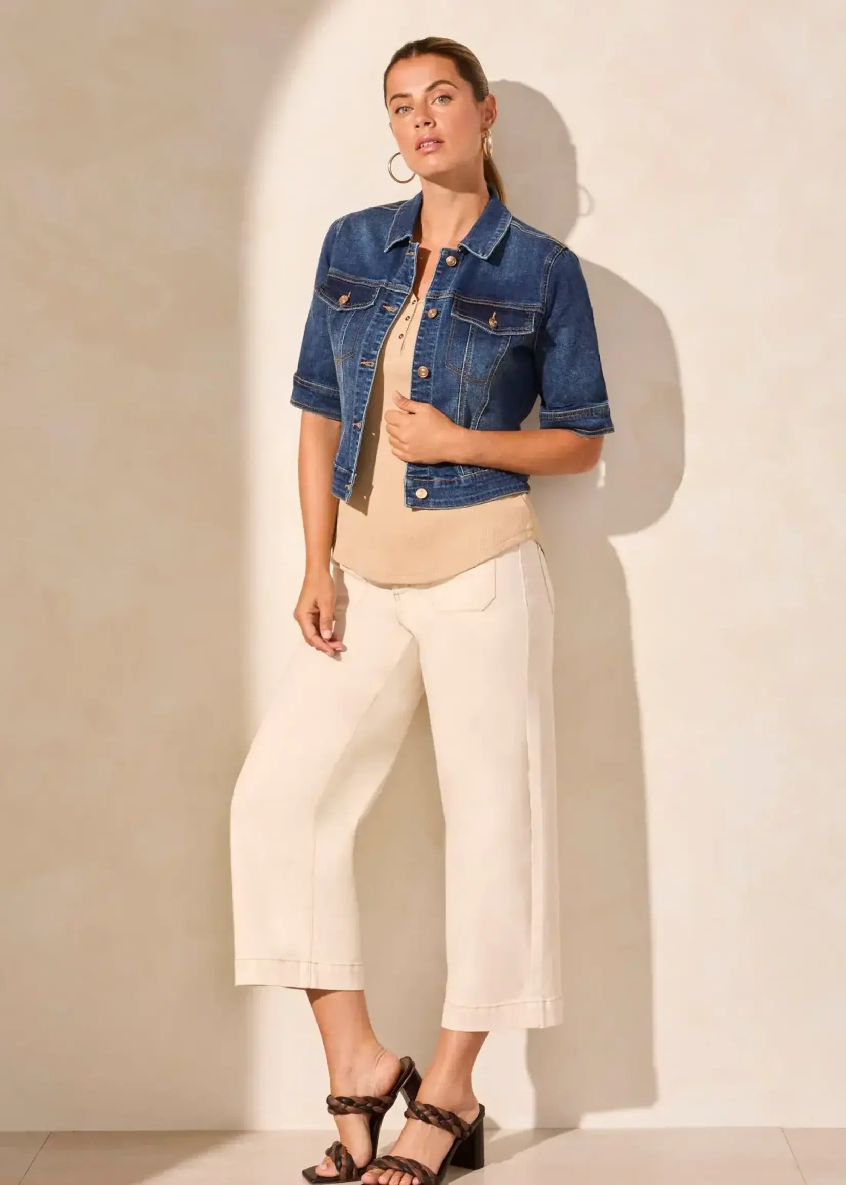 Tribal Tribal Elbow Sleeve Denim Jacket 5713O