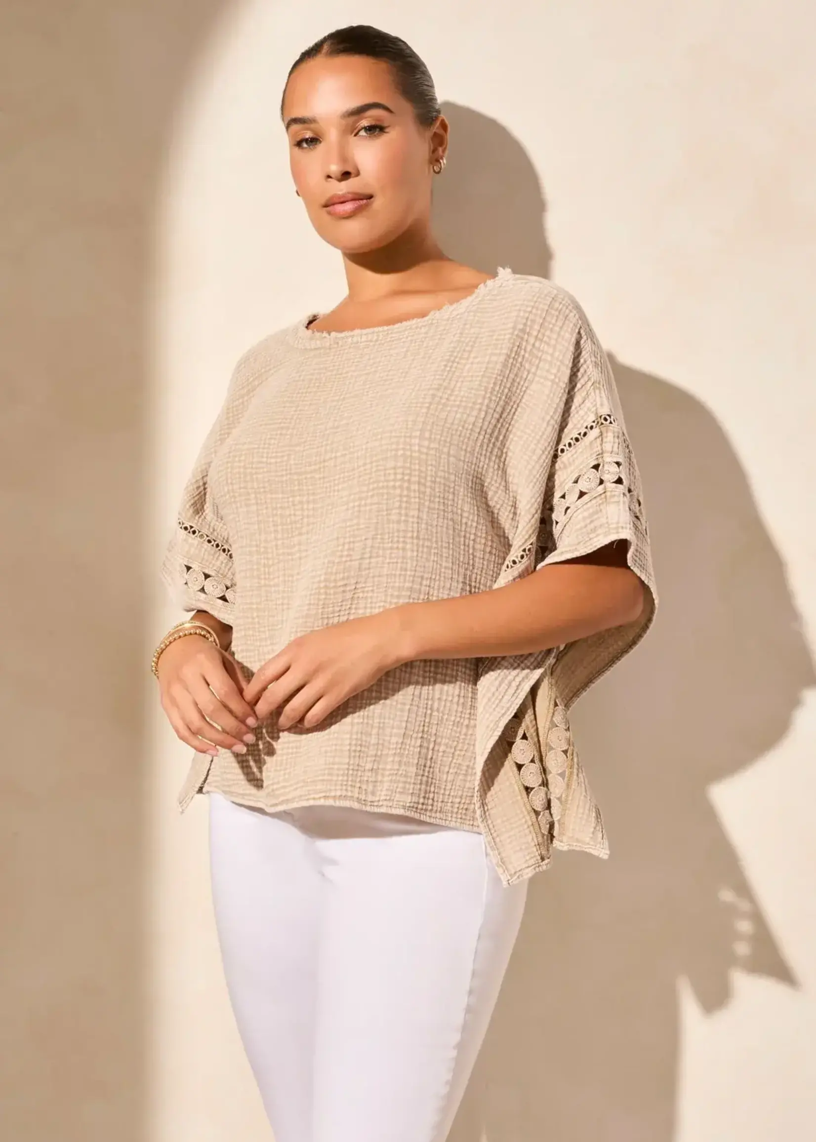 Tribal Tribal Kaftan Blouse w/ Trim 5778O