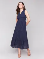 Charlie B Charlie B Lined Long Eyelet Dress w/ Elastic Waistband C3208