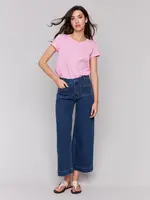 Charlie B Charlie B Cropped Flare Leg Pant With Pocket C5538