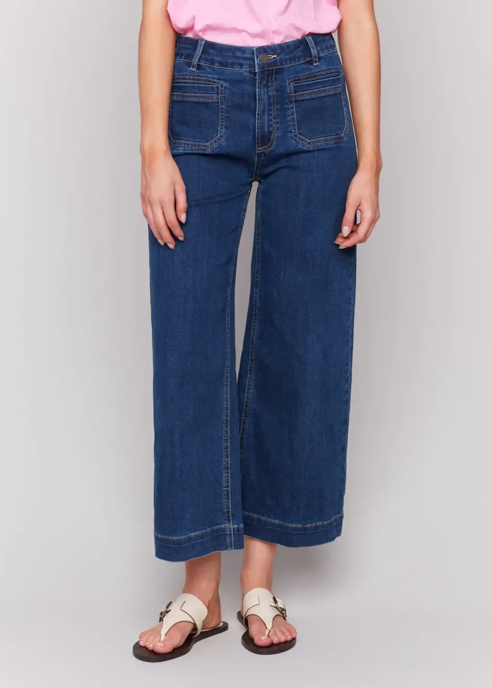 Charlie B Charlie B Cropped Flare Leg Pant With Pocket C5538