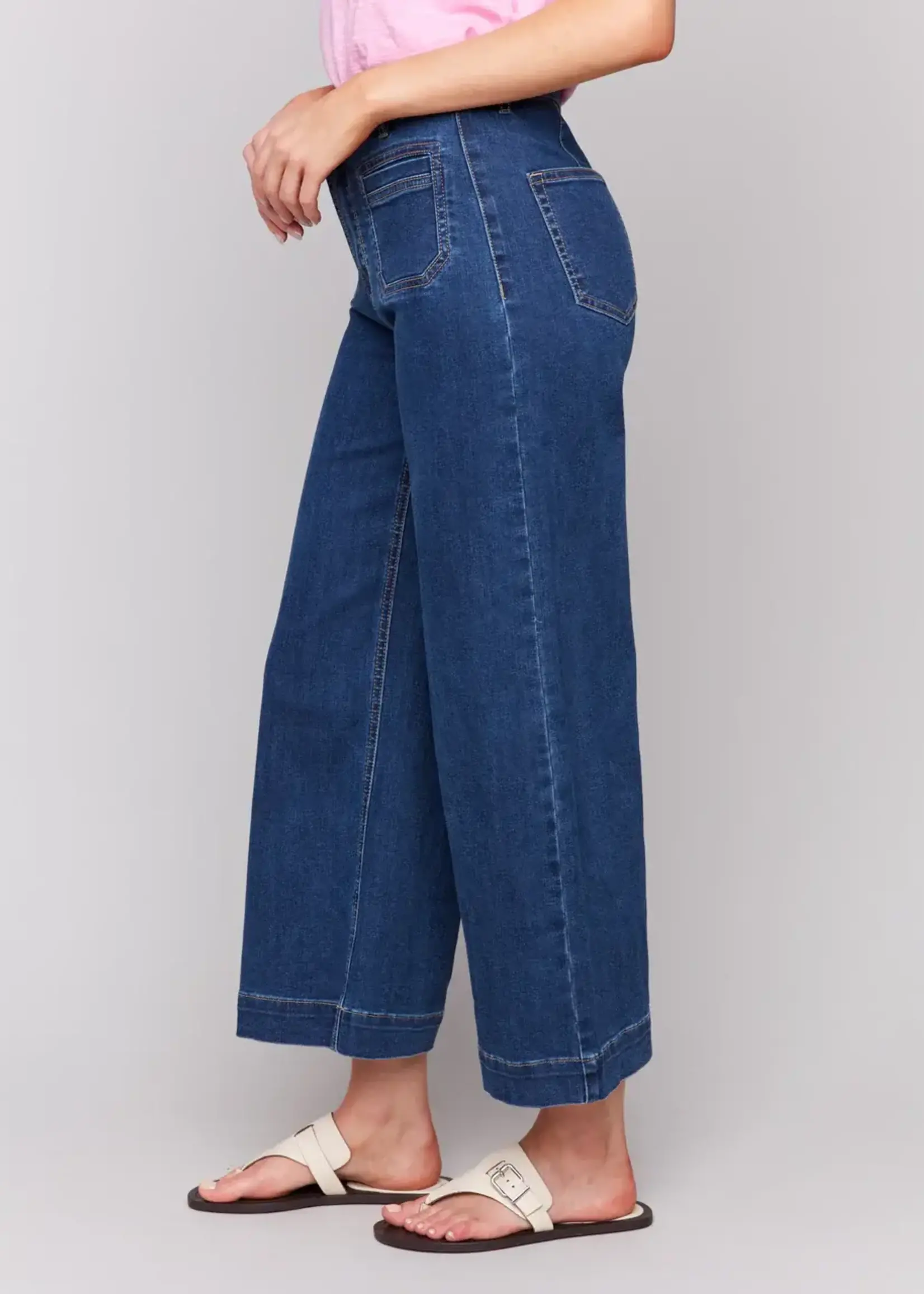 Charlie B Charlie B Cropped Flare Leg Pant With Pocket C5538