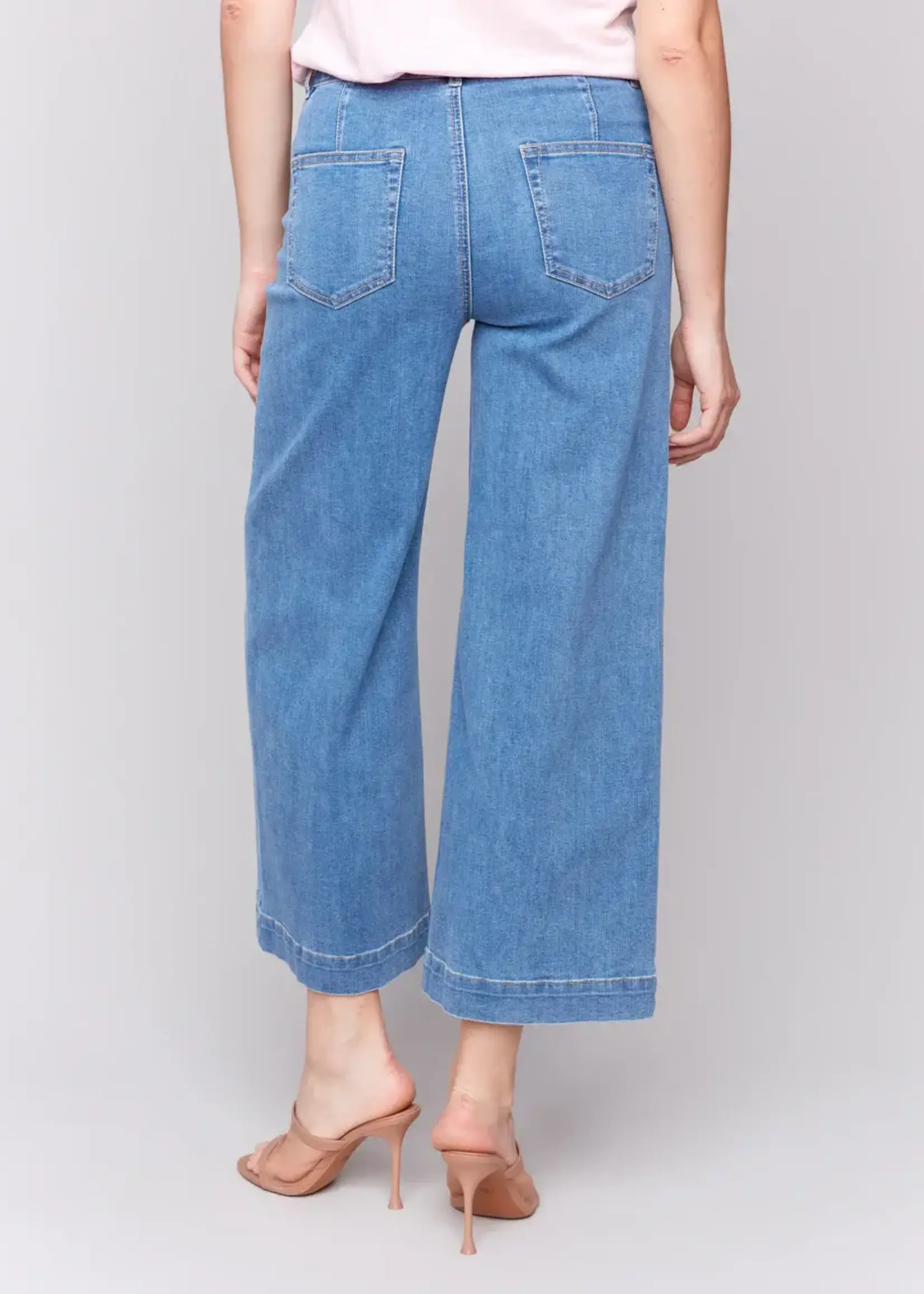 Charlie B Charlie B Cropped Flare Leg Pant w/ Pocket C5538