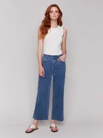 Charlie B Charlie B Wide Leg Raw Edge Pant C5497