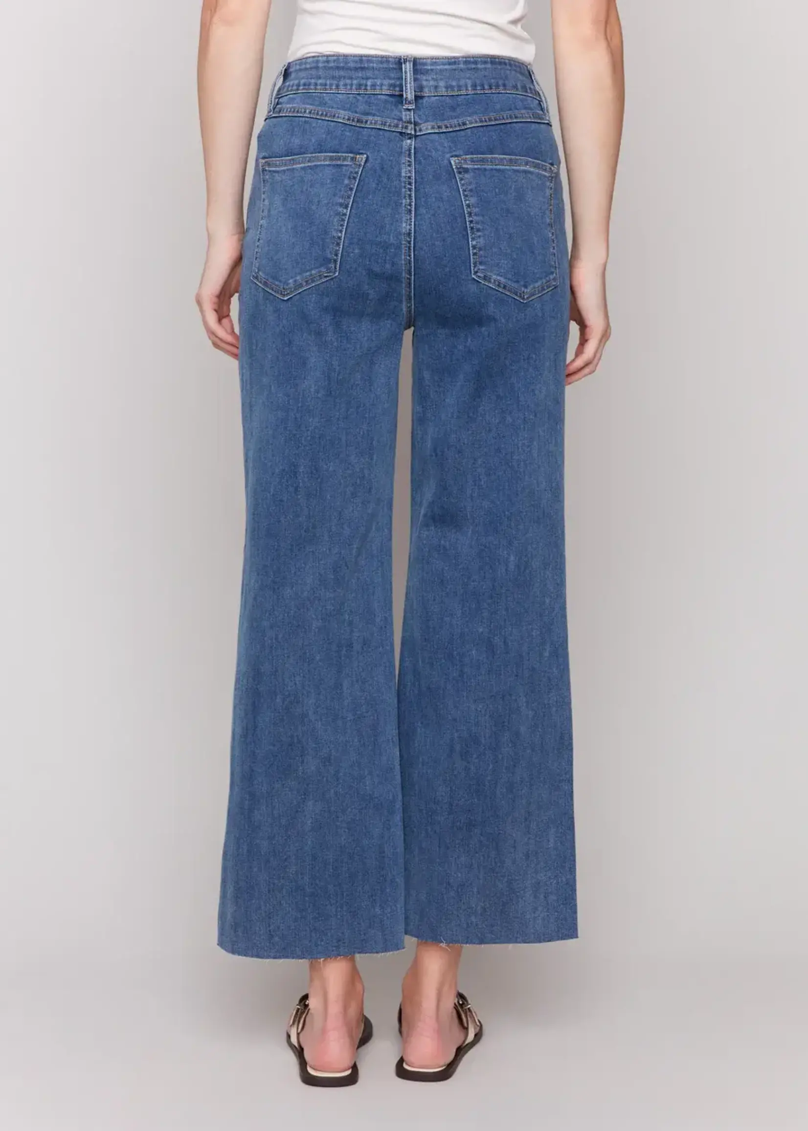 Charlie B Charlie B Wide Leg Raw Edge Pant C5497