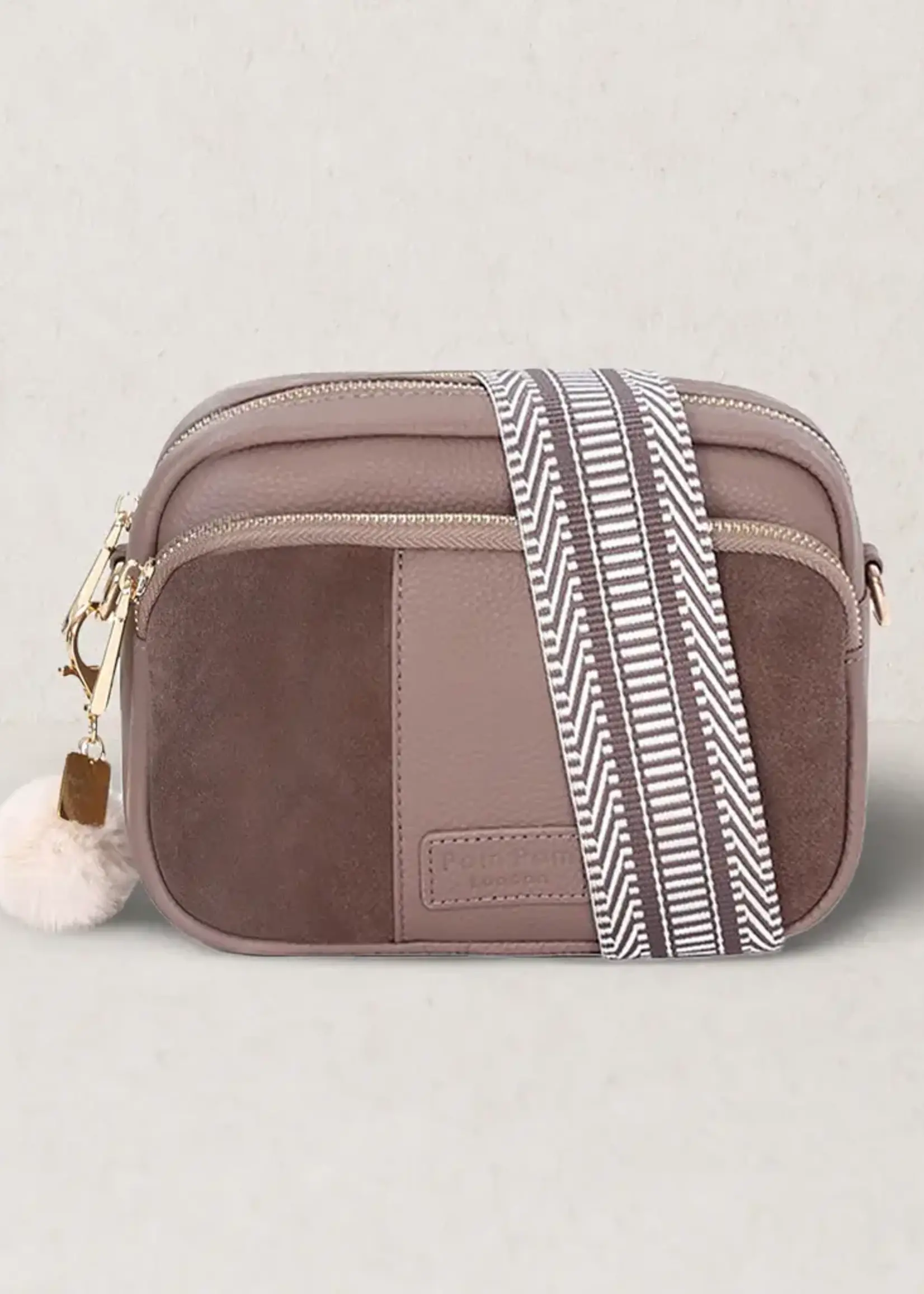 Pom Pom London Pom Pom City Suede & Leather Bag - Mocha