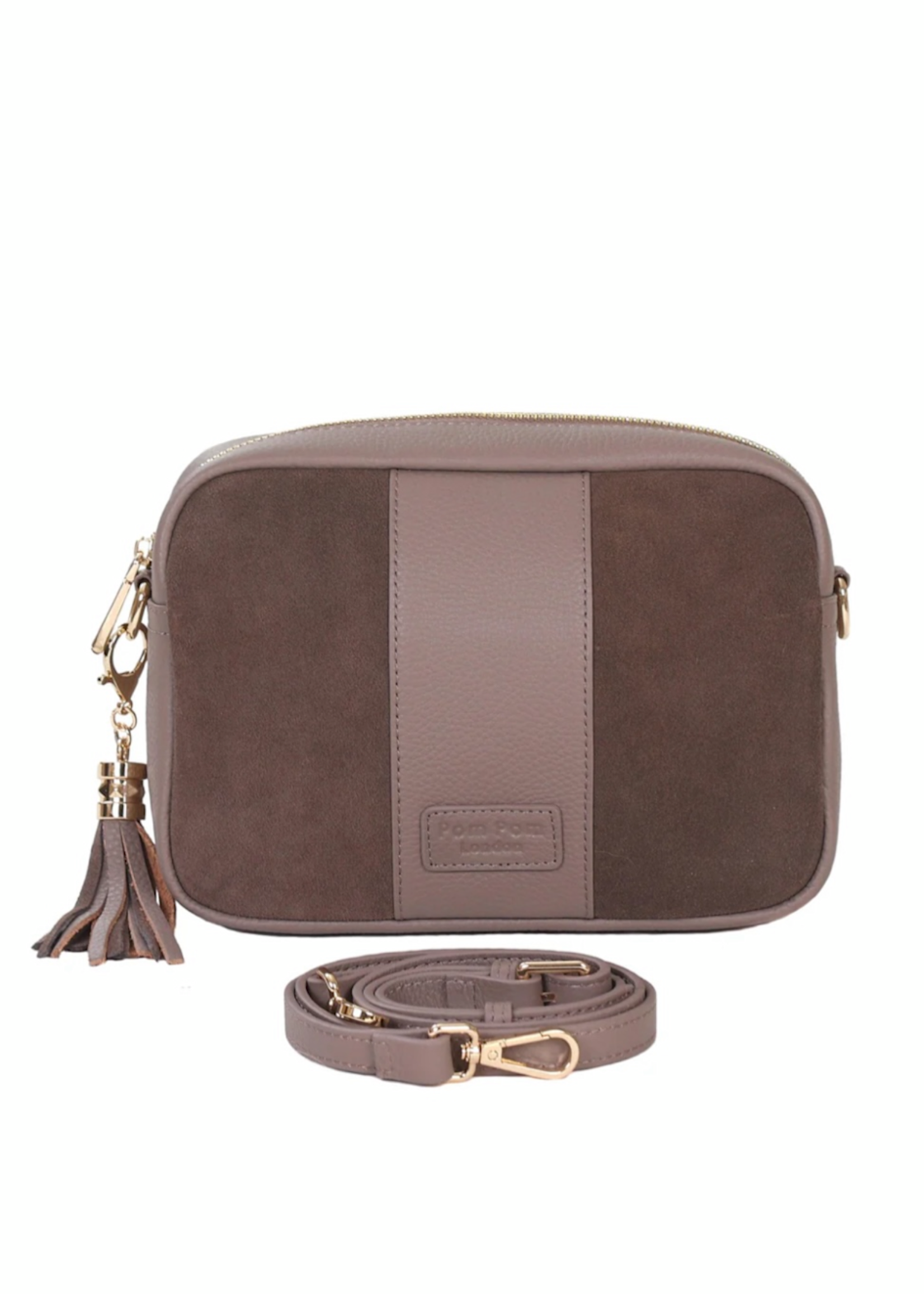 Pom Pom London Pom Pom City Suede & Leather Bag - Mocha