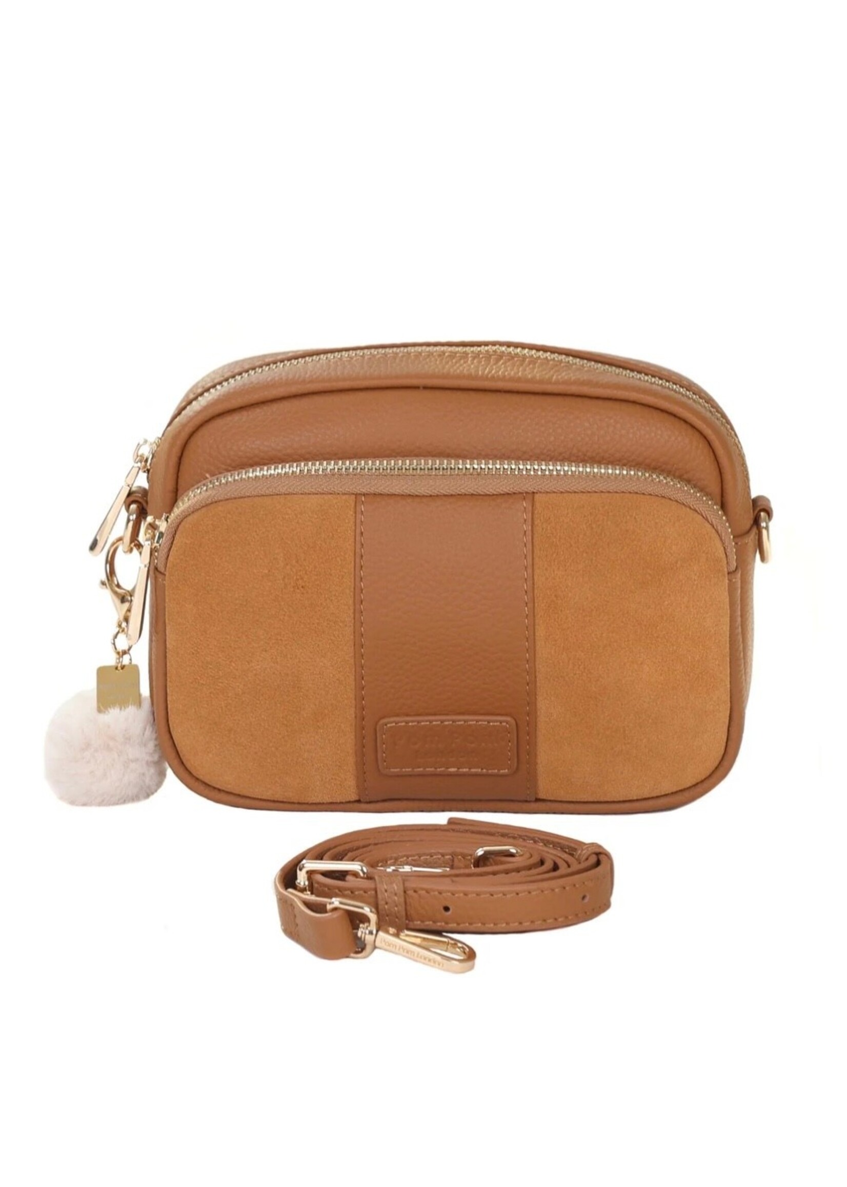 Pom Pom London Pom Pom City Suede & Leather Bag - Maple