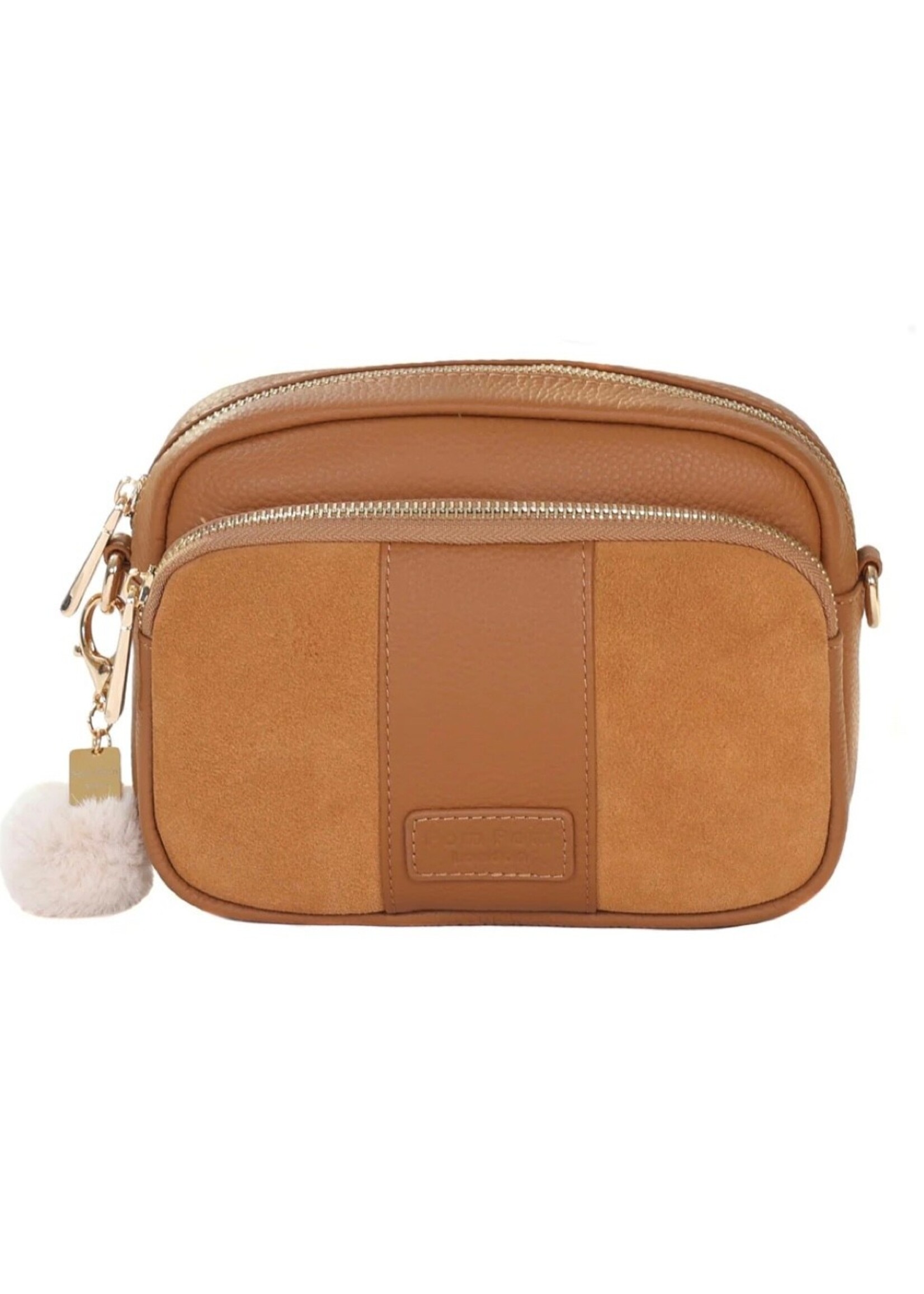 Pom Pom London Pom Pom City Suede & Leather Bag - Maple