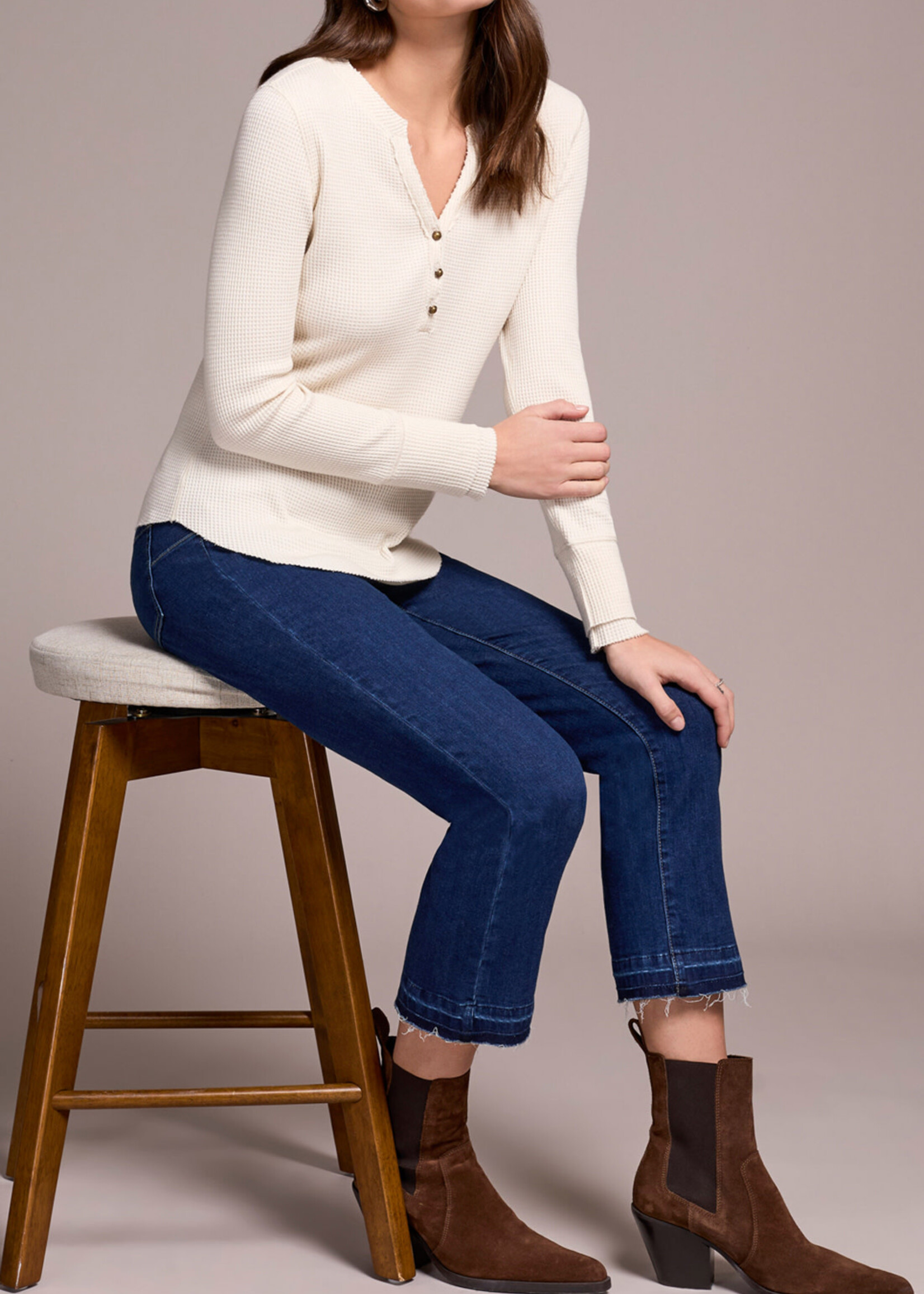 Tribal Tribal Henley Top w/ Buttons 5899O