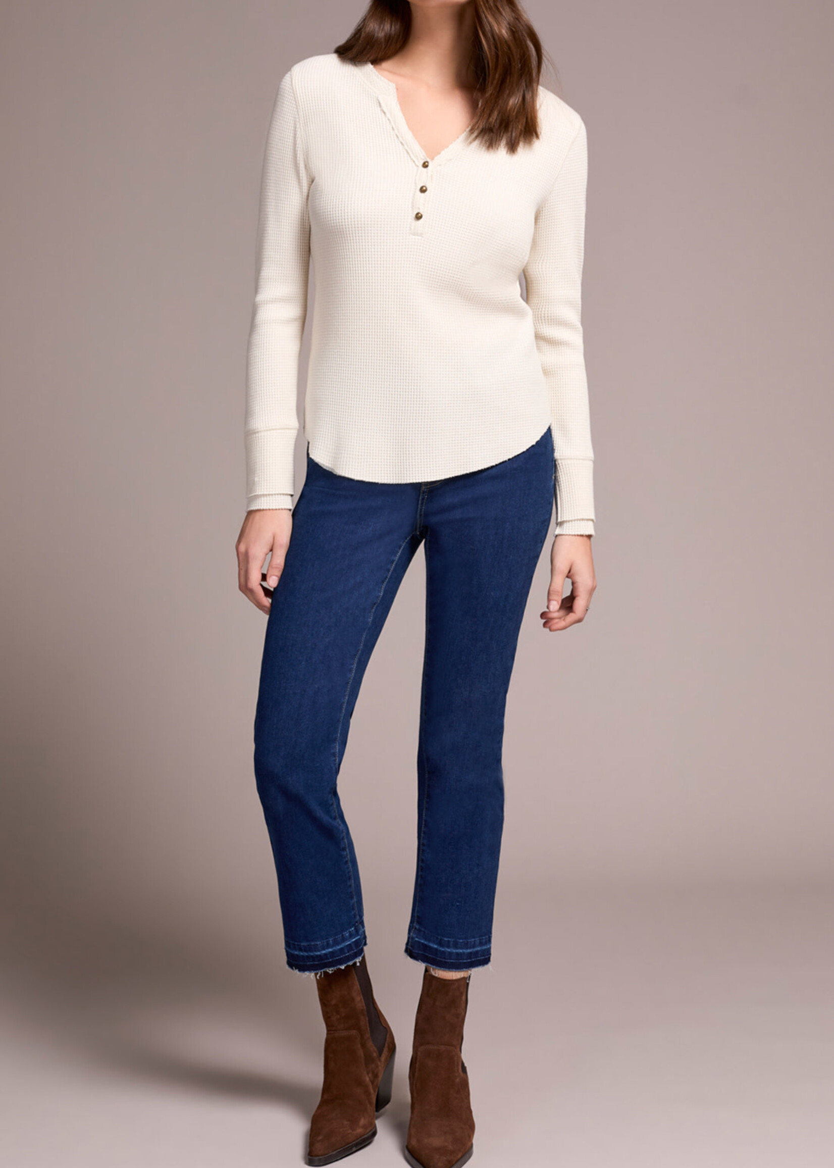 Tribal Tribal Henley Top w/ Buttons 5899O