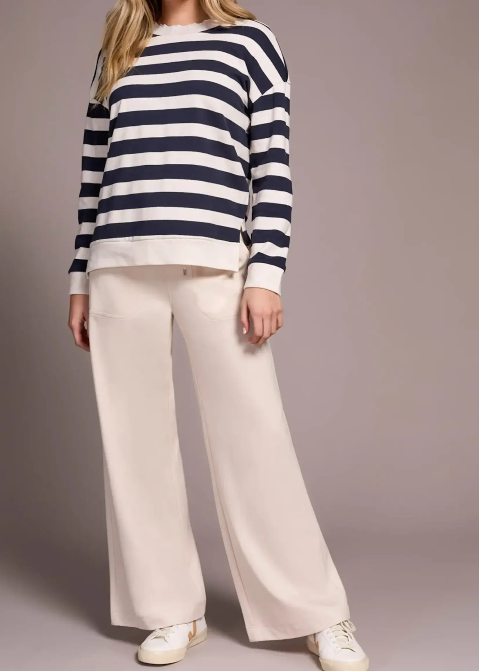 Tribal Tribal L/S Crew Neck Top w/ Ribbing 2340O