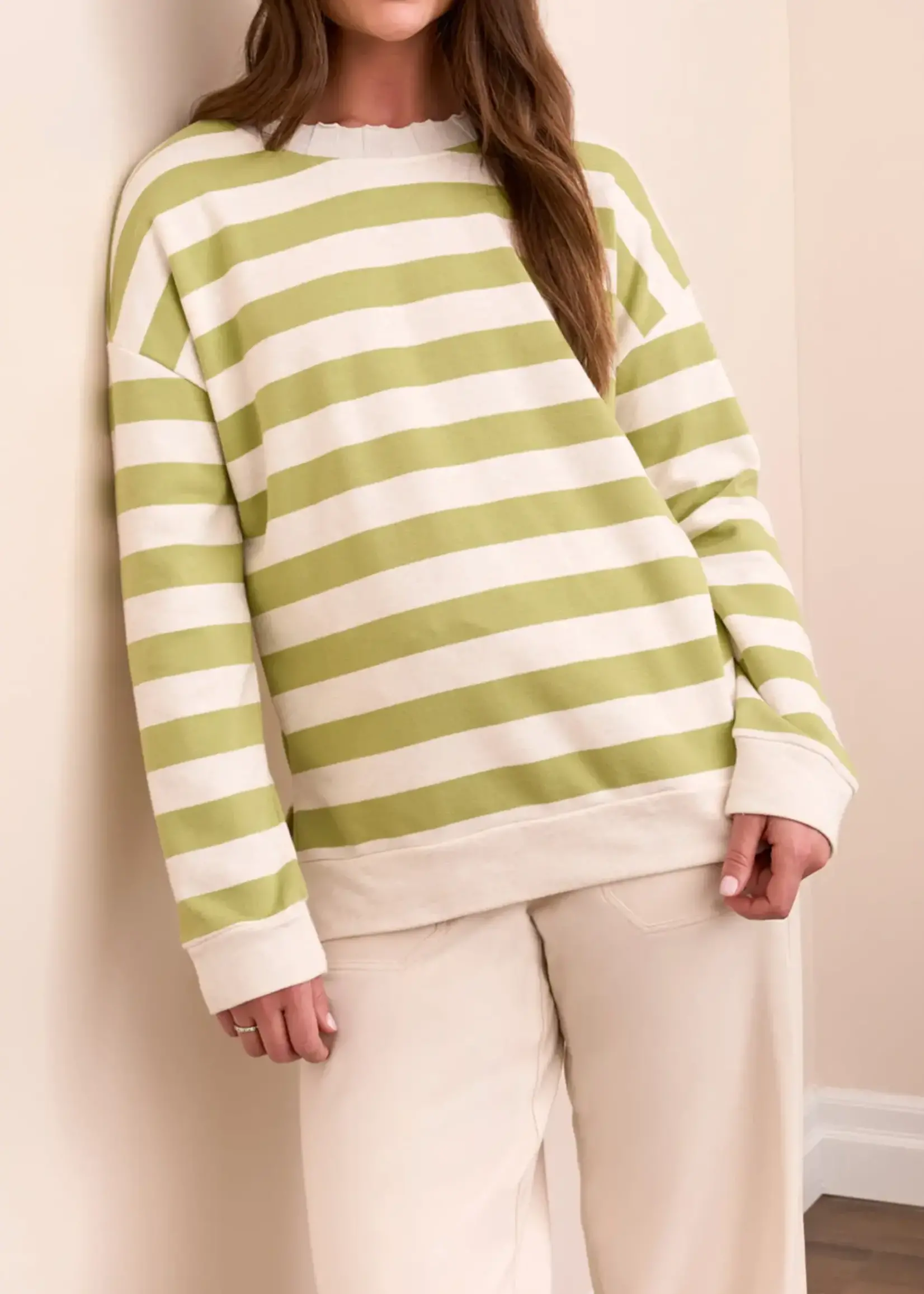 Tribal Tribal L/S Crew Neck Top w/ Ribbing 2340O